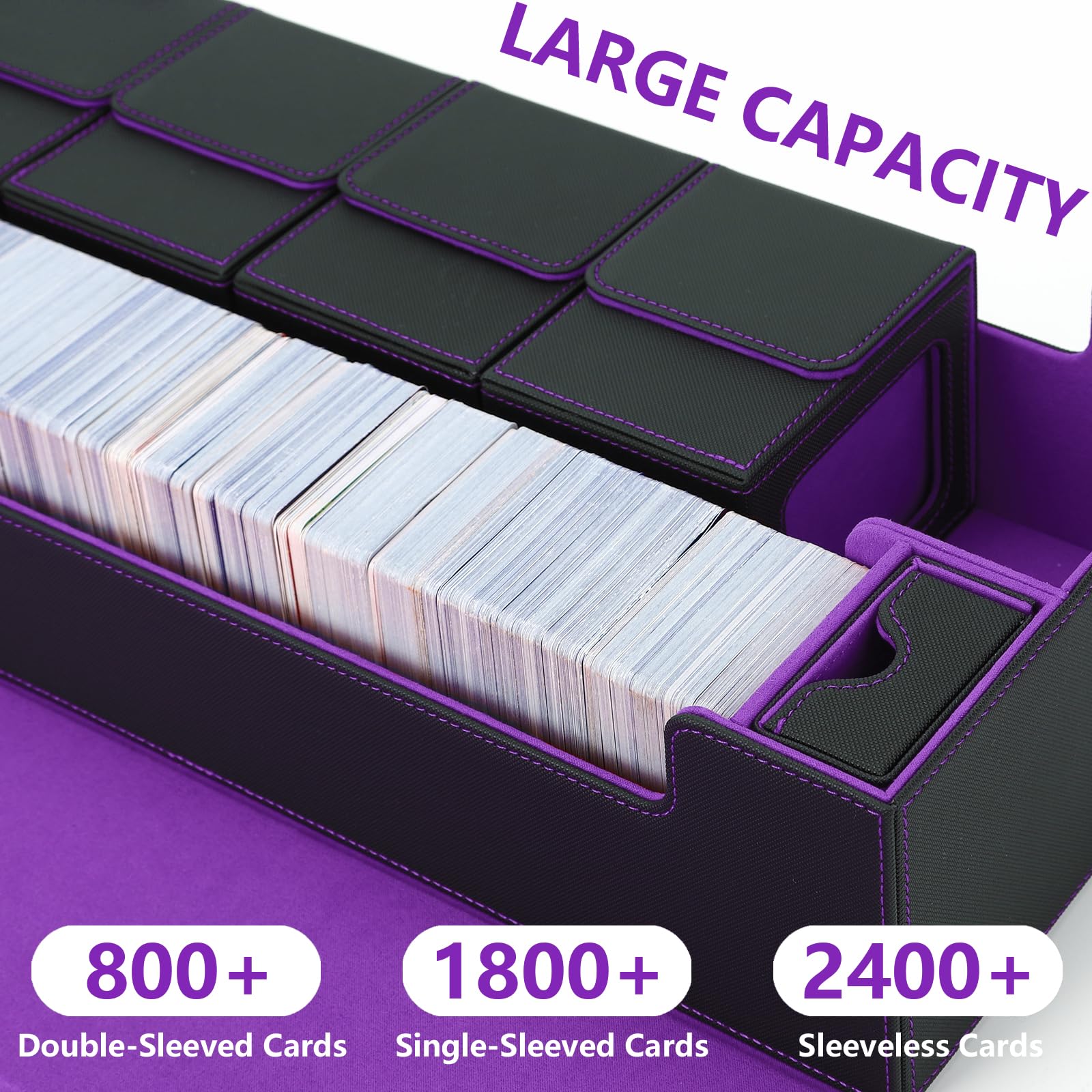 Scimi MTG Card Storage Box - Holds 5 Decks or 1800+ Cards with Magnetic Closure | Durable Opaque Case for MTG, YuGiOh, Uno & Collectible TCG Cards | Perfect for Game Nights, Travel & Card Collection Organization (Black)