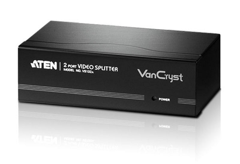 Aten VS132A 2 Port VGA Splitter - 450MHz Bandwidth, Supports 2048x1536@60Hz Resolution, 65m Transmission - Ideal for Home Theater, Office Presentations & Gaming Setups (Cable Not Included)