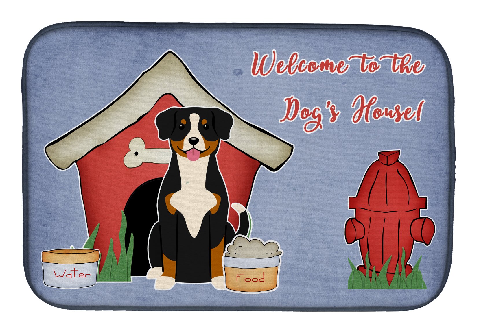 Entlebucher Dog House Dish Drying Mat - Absorbent Kitchen Counter Pad (14x21