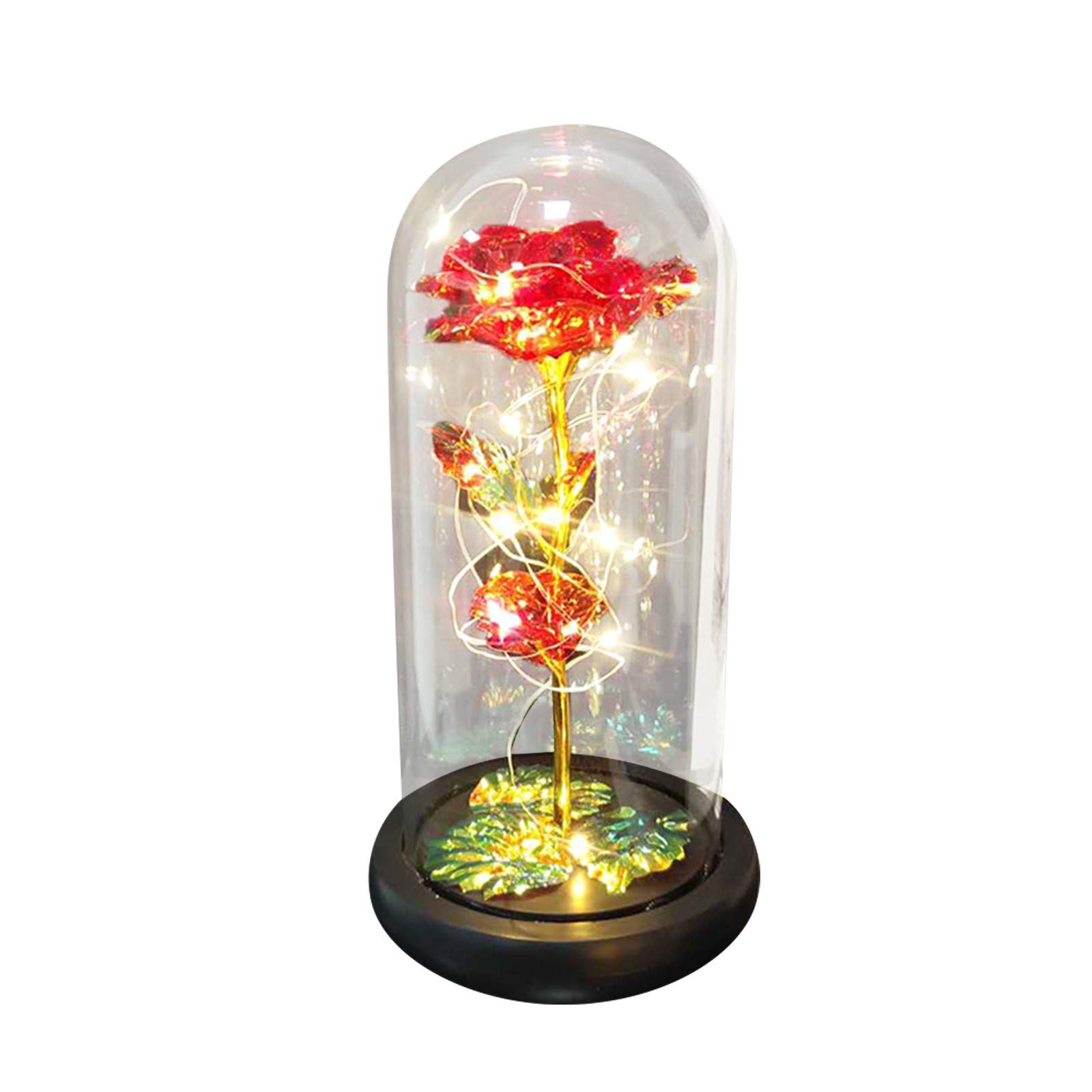 Glow-in-the-Dark Artificial Rose LED Gift - 1PC Valentine's Day Glass Cover, Small Artificial Flowers for DIY Crafts & Home Decor | Perfect for Romantic Gifts, Wedding Centerpieces & Party Decorations