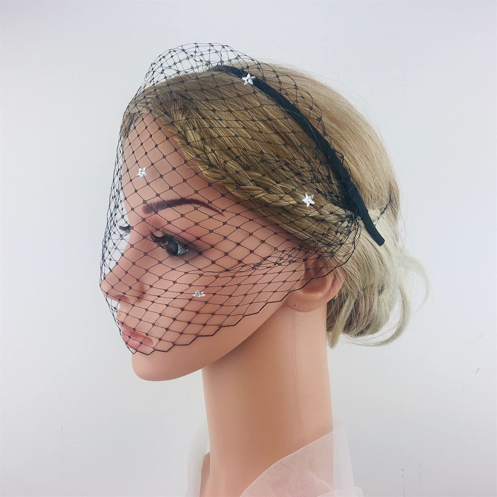 Elegant Bridal Crystal Veil & Wedding Headpiece - Black Wedding Hair Accessories for Bride, Bridesmaid & Formal Events | Perfect for Weddings, Prom & Special Occasions
