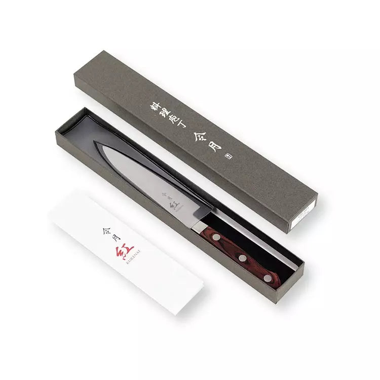 Premium Fuji Kurenai Petty Knife 120mm - Molybdenum Vanadium Steel Japanese Utility Knife for Slicing, Peeling & Precision Cutting - Perfect for Home Chefs & Professional Kitchens