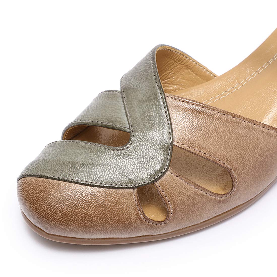 **Mona Flying Women's Leather Tatianna Dress Sandals – Closed Toe Low Heel Strappy Flats for Summer Casual Wear | Perfect for Weddings, Parties & Office**
