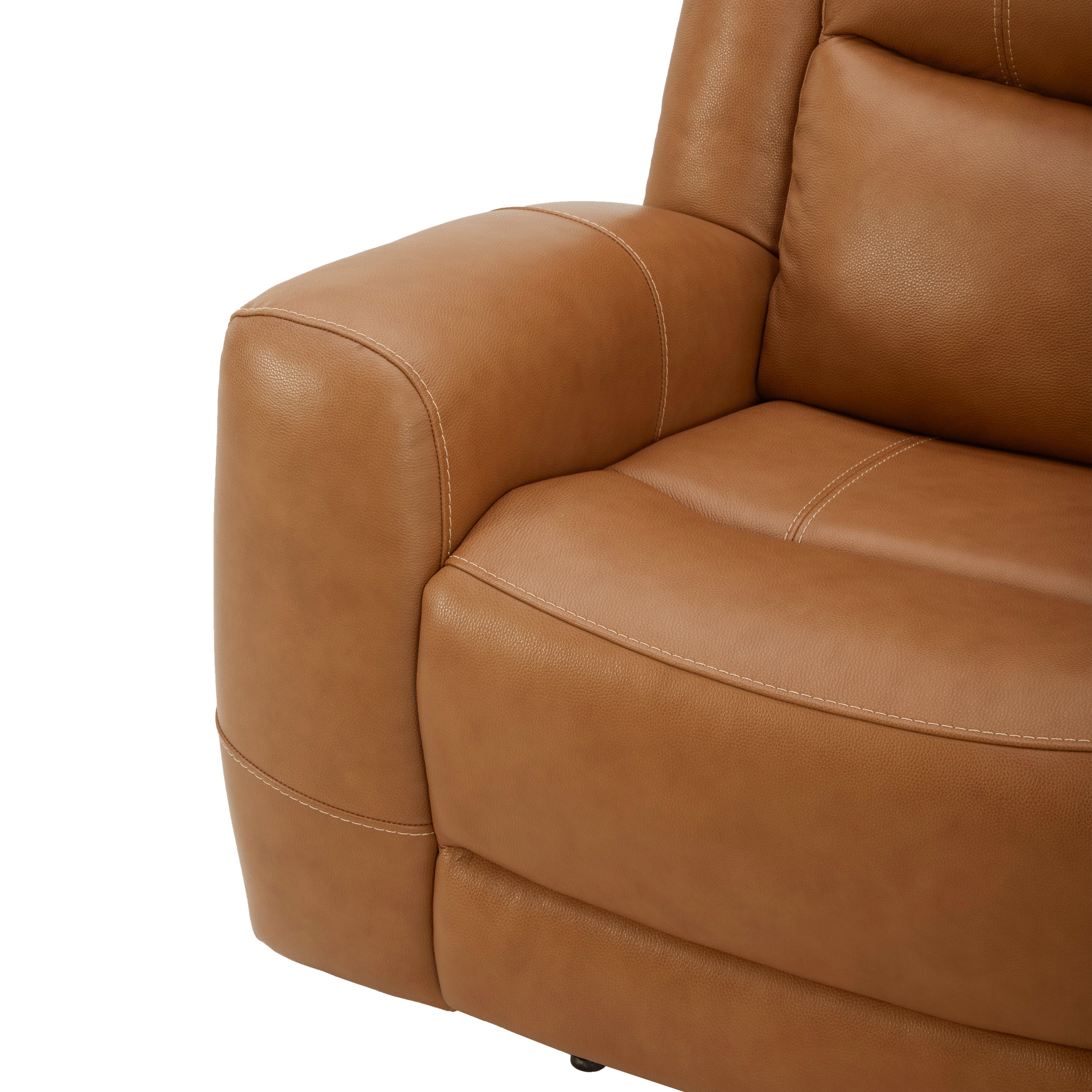 Roundhill Furniture Cozura Genuine Leather Power Dual Reclining Sofa - 3-Seater Living Room Couch with USB Charging for Home Theater & Family Relaxation