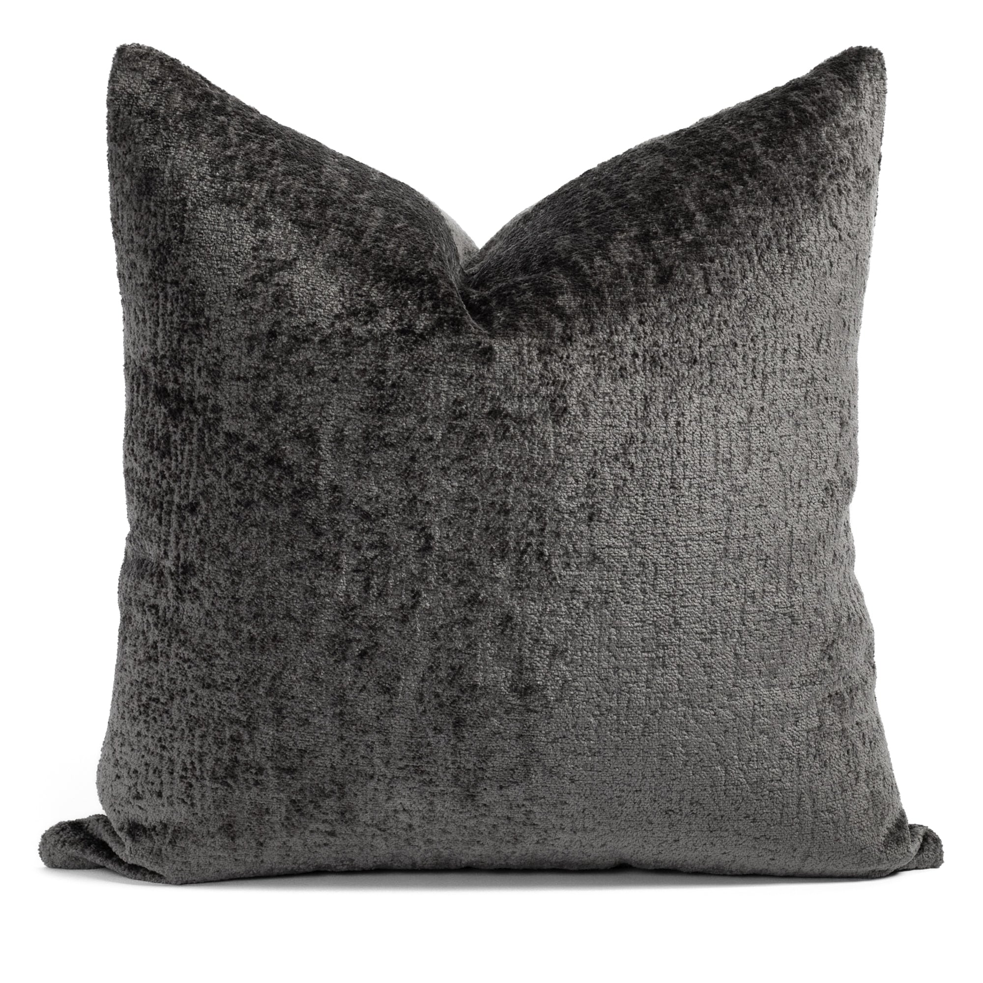 Ginsberg Velvet 22x22 Decorative Throw Pillow Cover in Pewter - Perfect for Sofa, Bed & Home Decor