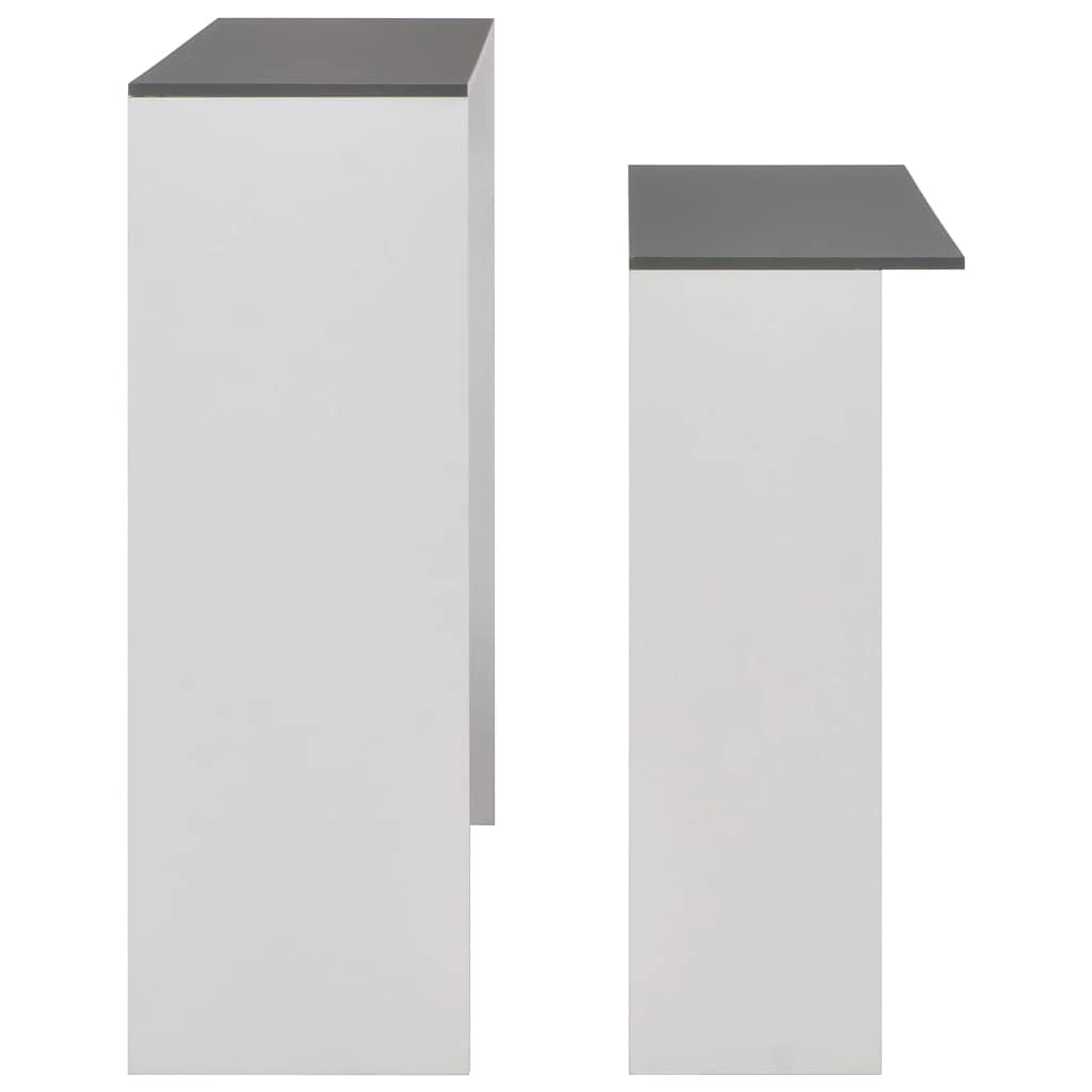 Industrial Bar Table with 2 Interchangeable Table Tops (White & Gray) - Modern Style with Storage Shelves - 51.18