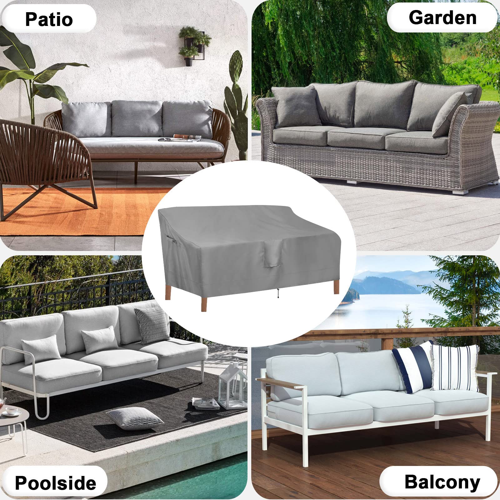 Outdoor Waterproof 3-Seater Patio Couch Cover - UV Resistant Heavy Duty Sofa Furniture Protector for Outdoor Use, 88