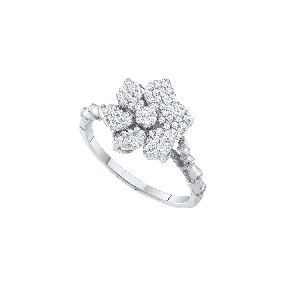 Dazzlingrock 1/4 Carat Diamond Flower Ring for Women - Elegant Floral Engagement, Wedding, Anniversary Jewelry Gift