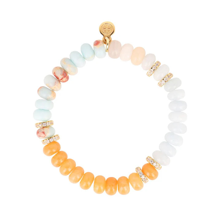 BuDhaGirl Capri Beaded Bracelet - Peach & Aqua Color Adjustable Yoga Meditation Jewelry for Women | Perfect for Yoga, Meditation, and Everyday Wear