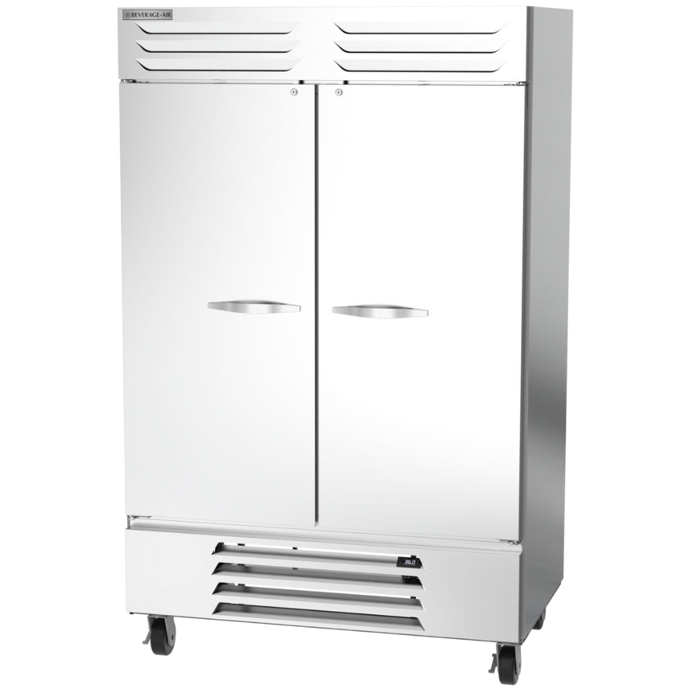 Beverage Air 52 Inch Commercial Reach-In Refrigerator - 2 Solid Door with Bottom Mount Compressor - Perfect for Restaurants, Bars, and Catering Businesses