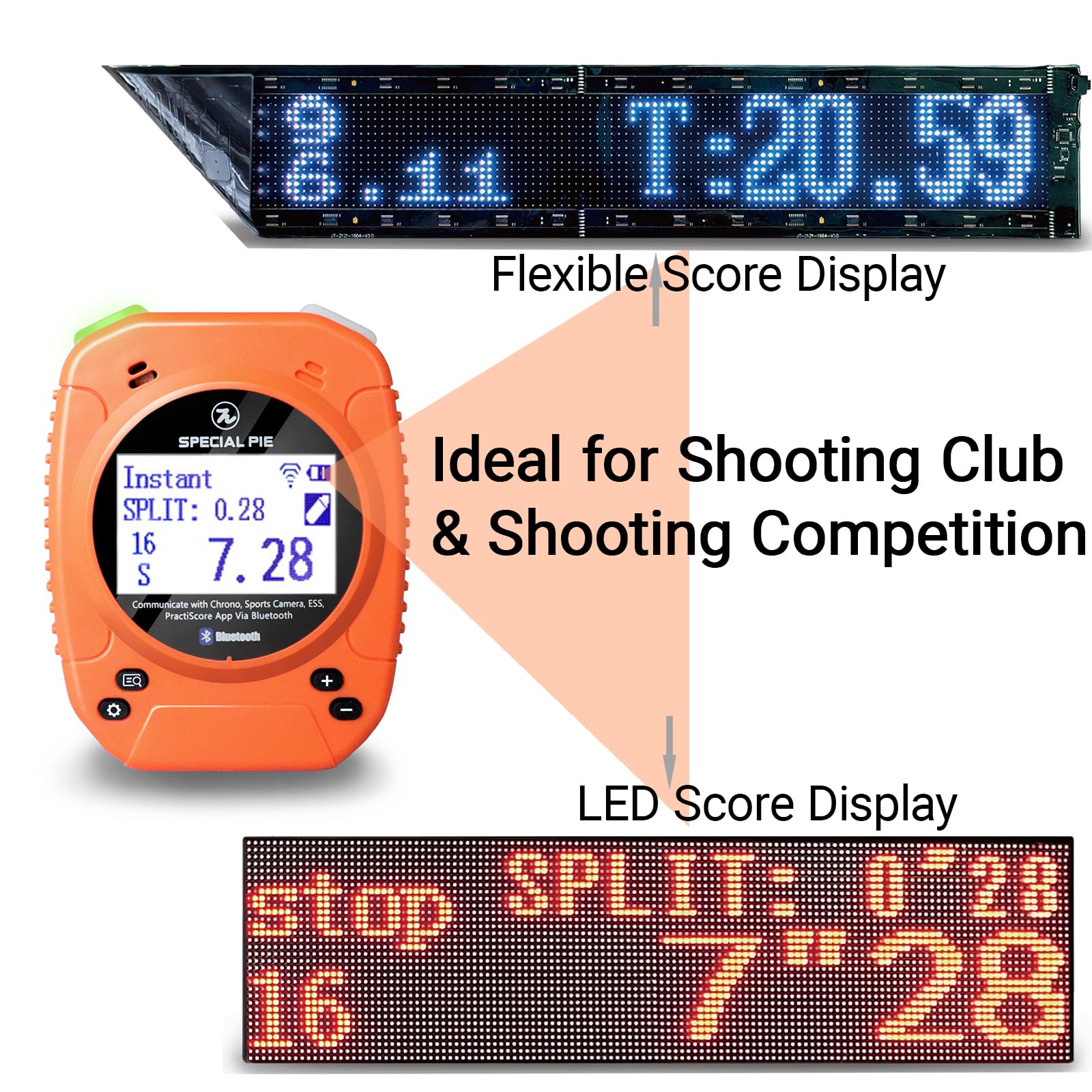 Shot Timer for Shooting Competition - Wireless Big LED Score Display, Compatible with USPSA, IPSC, IDPA, PRS | Perfect for Shooting Ranges & Training Drills