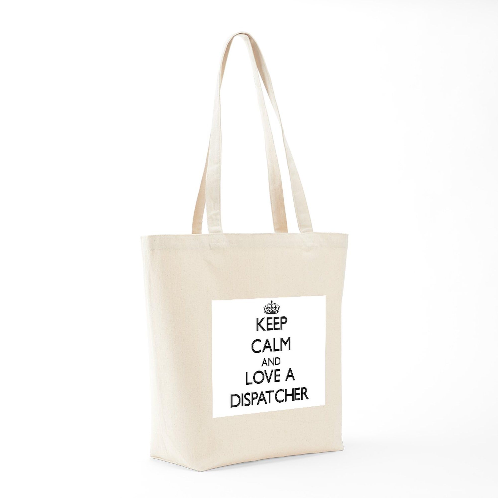 Keep Calm And Love A Dispatcher Tote Bag - Natural Canvas Reusable Shopping Bag for Groceries, Work & Everyday Use