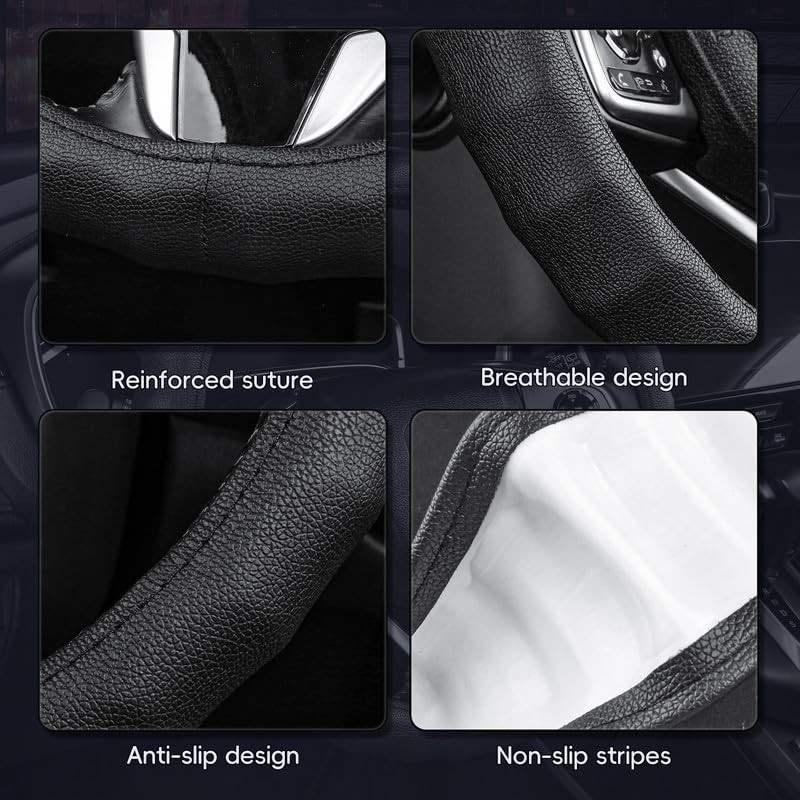 Premium 3D Textured Anti-Slip Steering Wheel Cover for Men - Soft, Breathable & Universal Fit (14.5-15 Inches) - Perfect for SUV, Jeep, Van, Sedan & Daily Commuting
