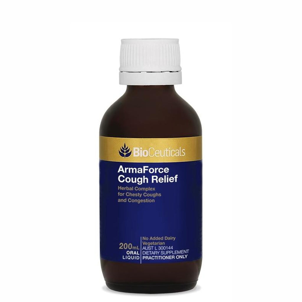 BioCeuticals ArmaForce Cough Relief Oral Liquid - Natural Herbal Remedy for Adults & Kids - Soothes Throat & Reduces Coughing - Day & Night Use at Home, Work or Travel