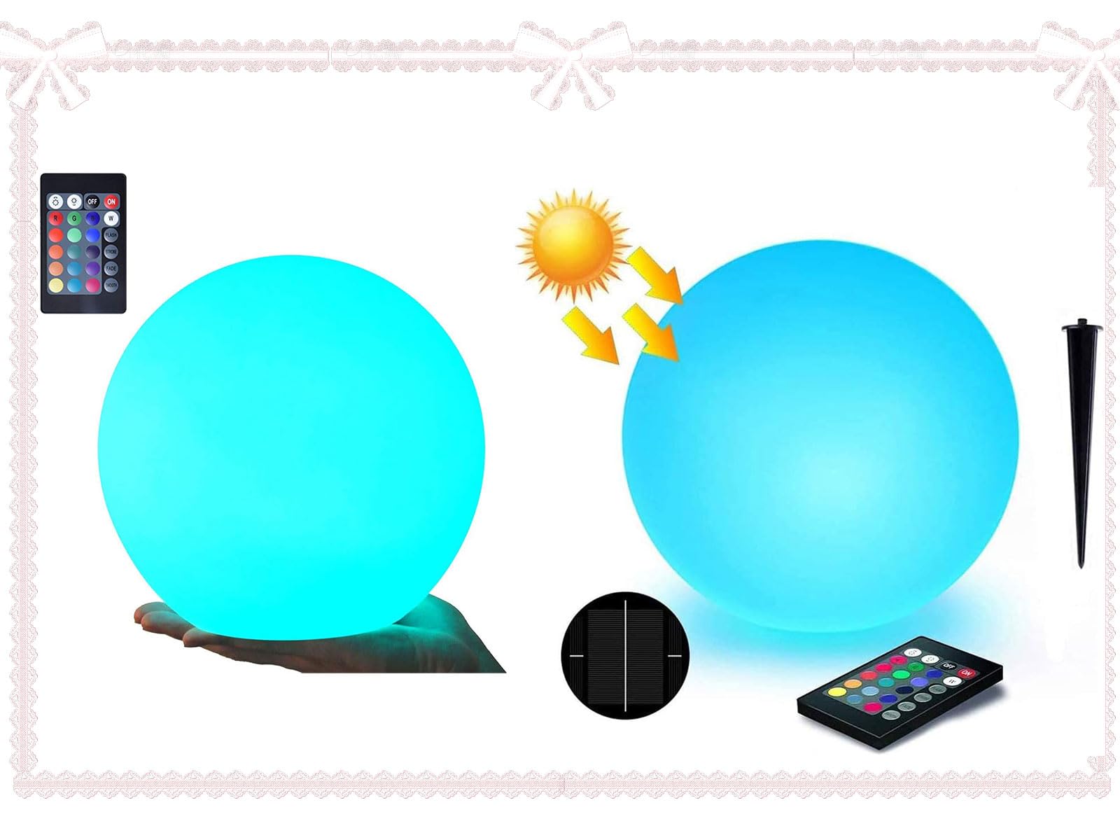 LOFTEK 8-inch Solar LED Night Light Ball with Ground Stake - Waterproof Outdoor Garden Lights for Pathway, Yard, Patio Decoration