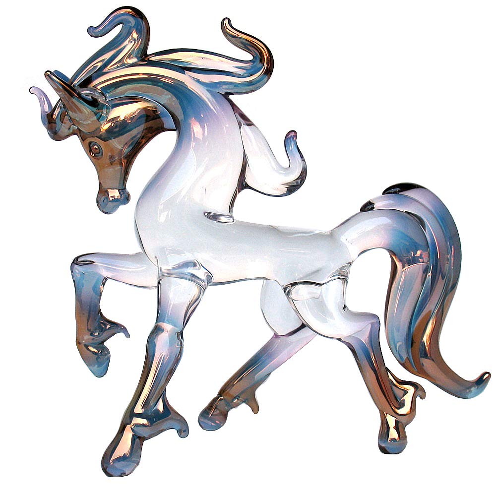 Hand Blown Glass Prancing Horse Statue - Elegant Home Decor, Unique Gift for Collectors & Equestrian Lovers - Perfect for Bookshelves, Office Desks & Mantel Displays