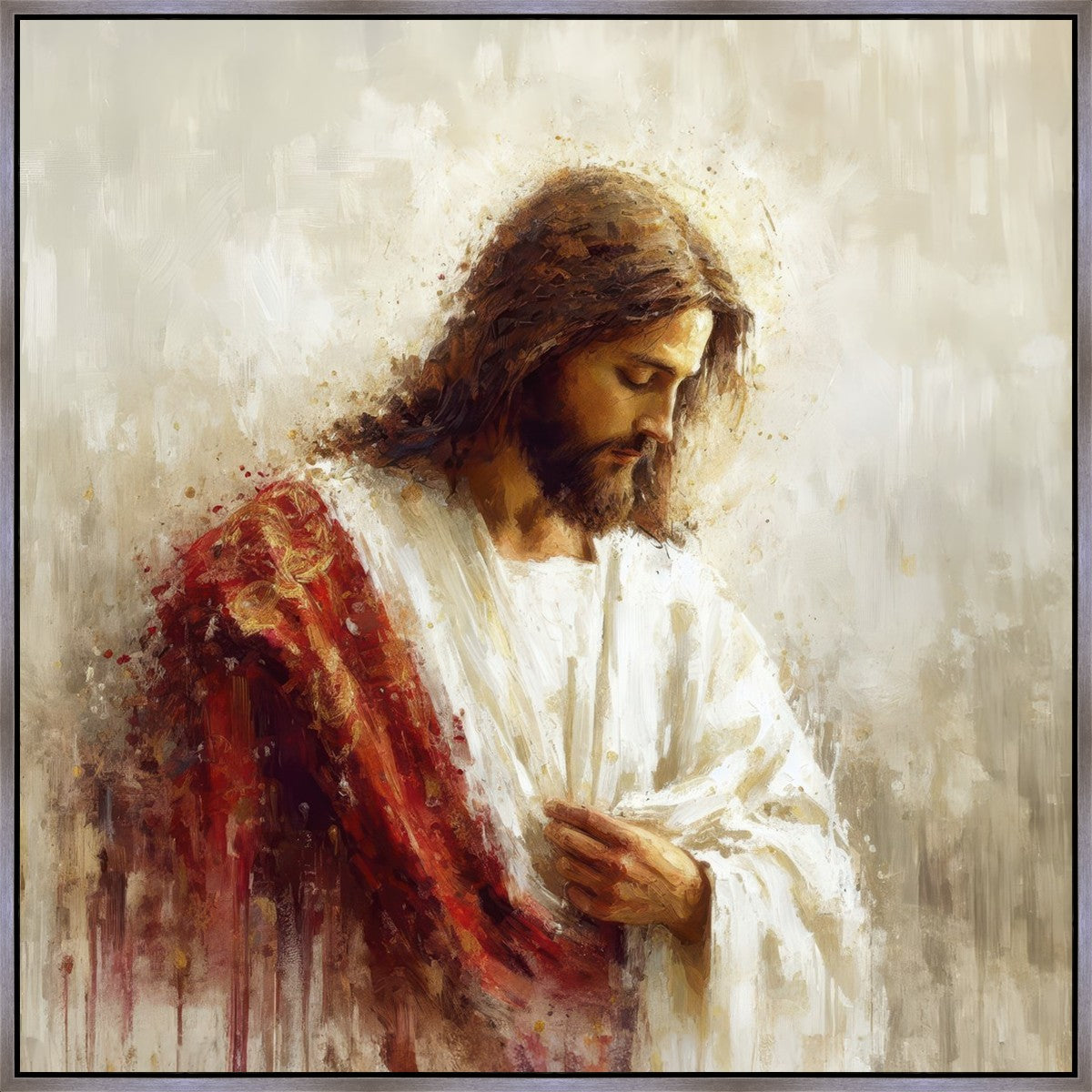Large Christ in Red Robes Canvas Wall Art - Religious Home Decor for Living Room, Bedroom & Church