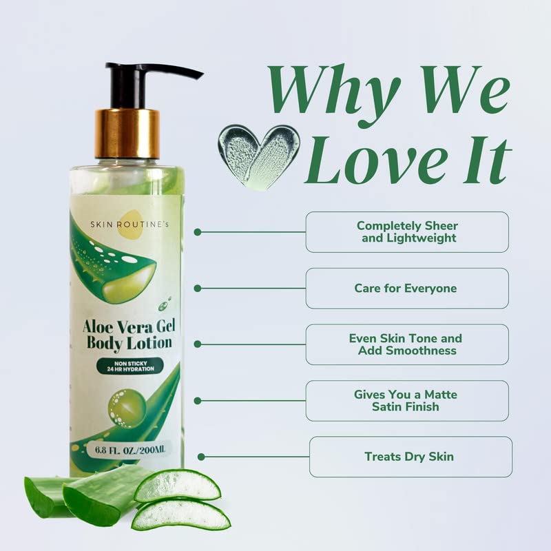 Pure Aloe Vera Gel Body Lotion with Aloe Extract | Hydrating Moisturizer for Dry Skin | Summer Skincare for Women & Men | 200ml | Perfect for After Sun Care & Daily Hydration