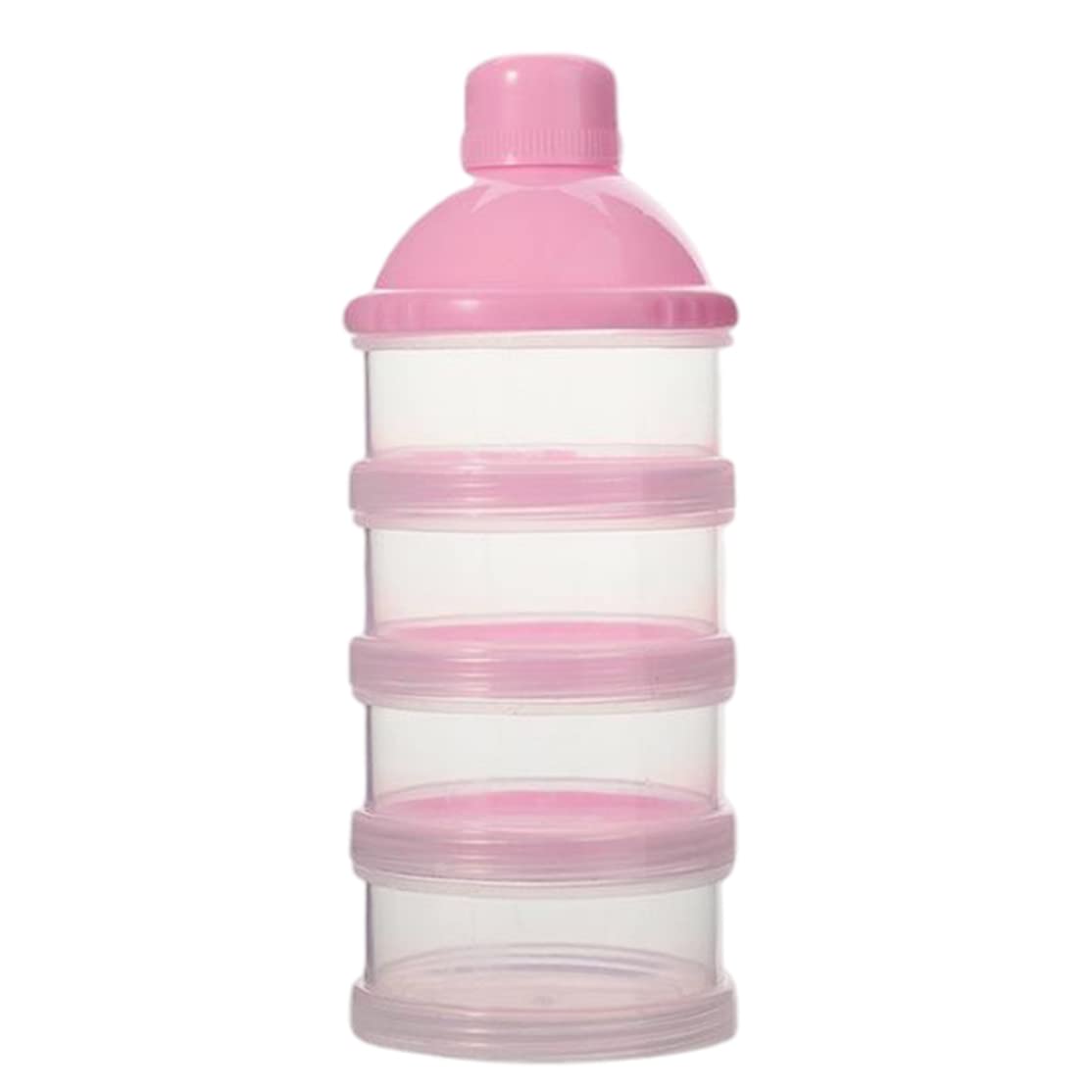 4-Layer Baby Formula Dispenser & Snack Storage Container - Detachable Stackable Powder Box for Travel, Daycare & On-the-Go Feeding (Pink) | Perfect for Organizing Infant Formula, Cereal & Toddler Snacks