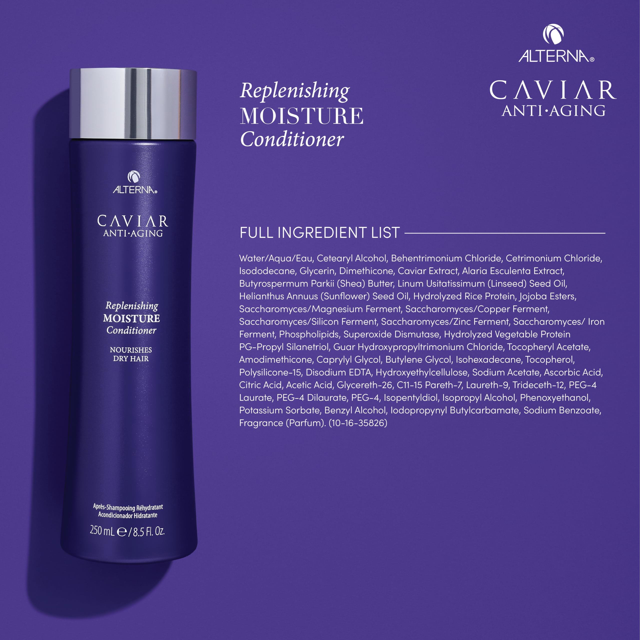 Alterna Haircare CAVIAR Anti-Aging Replenishing Moisture Shampoo & Conditioner Set - 16.5 Fl Oz | Sulfate-Free Formula for Hydration & Restoration | Perfect for Dry, Damaged Hair - Salon Quality Hair Care for Women & Men