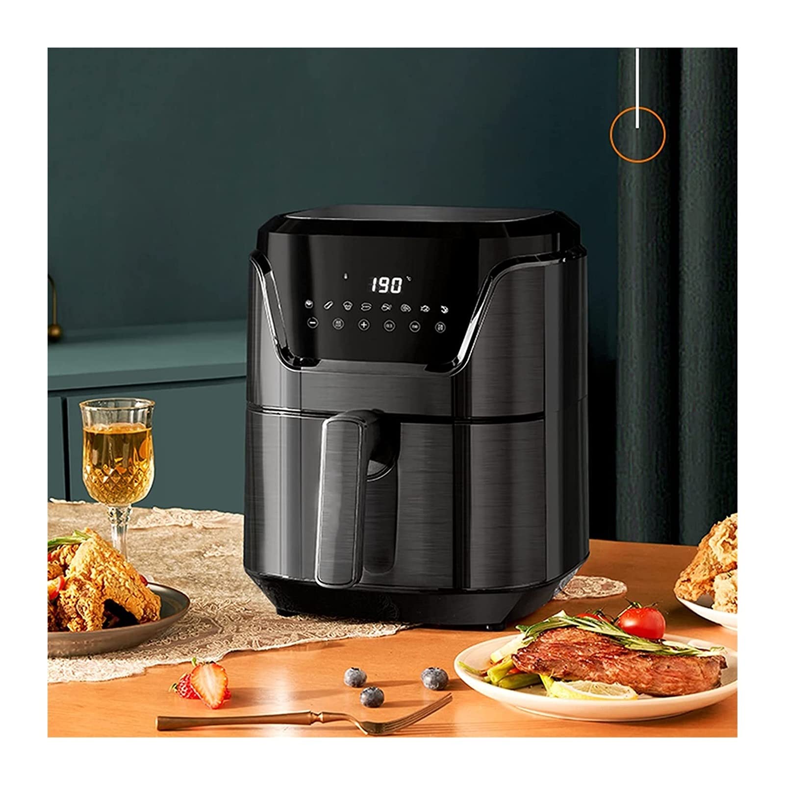 HHWKSJ 4.5L Air Fryer Oven - 1500W One-Touch Digital Screen with Preheat & Delay Start for Healthy Frying, Roasting, Baking, Grilling | Perfect for Family Dinners, Quick Meals & Low-Fat Cooking