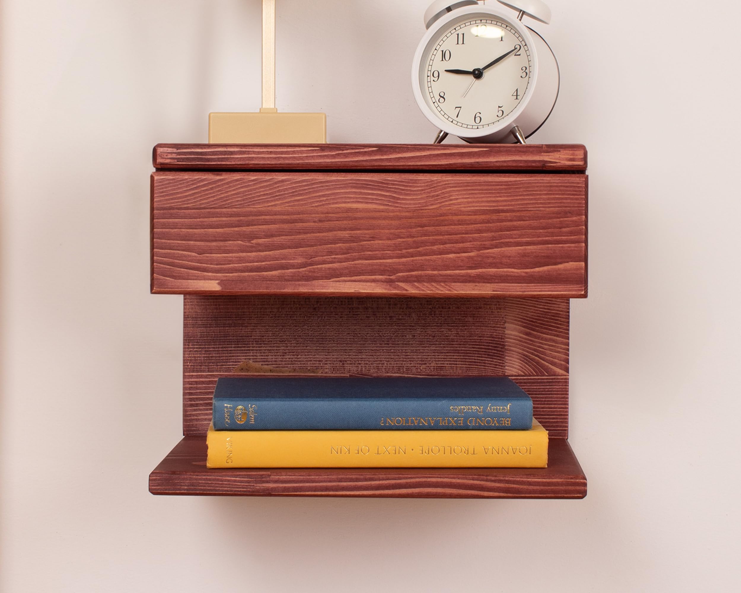 Floating Nightstand with Storage Drawer - Handmade Wood Bedside Table, Wall Mounted End Table for Small Spaces - Perfect for Bedroom, Living Room & Apartment Decor