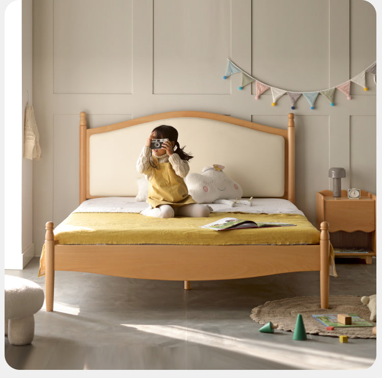 Solid Wood Princess Bed - Beech & Oak Wooden Toddler Bed for Girls - Perfect for Kids' Bedrooms, Nursery, and Playroom Decor