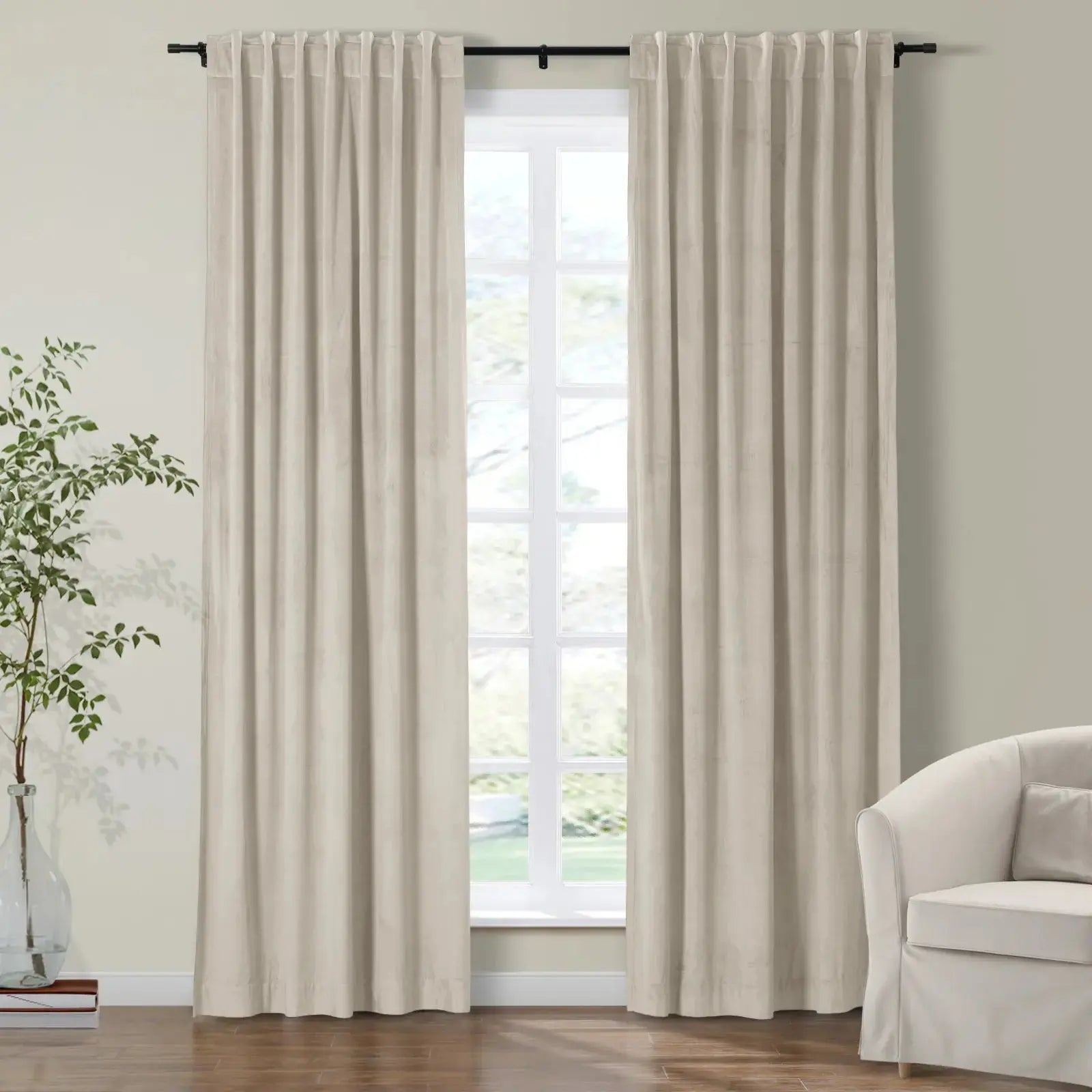 Luxury Birkin Velvet Curtains - Soft Blackout Drapes for Living Room & Bedroom - Premium Soundproof Thermal Insulated Window Treatments for Home Decor