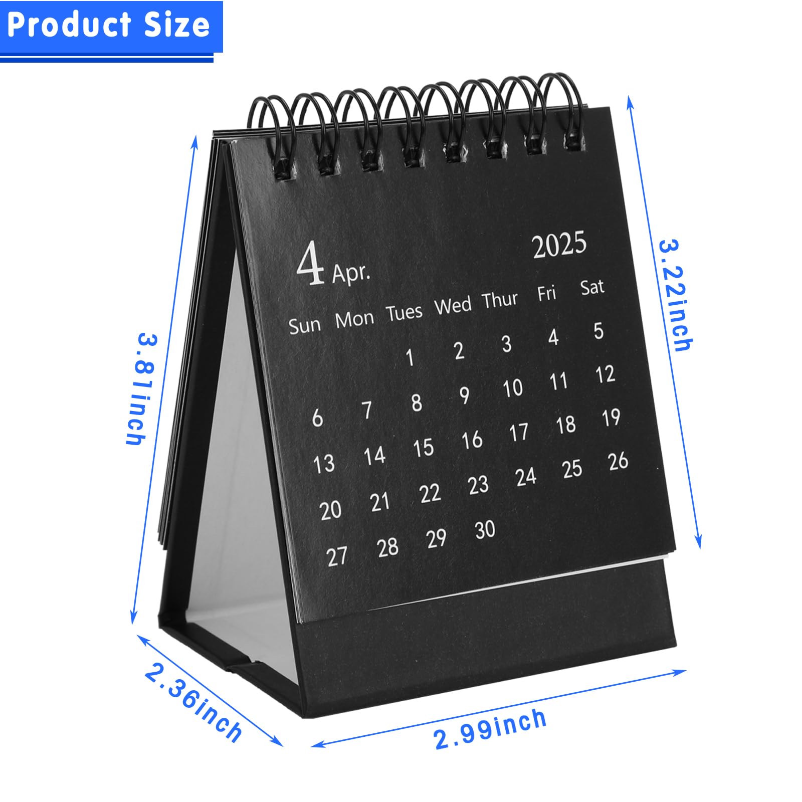 2025 Desk Calendar - Standing Flip Mini Desktop Planner for Home, School & Office - Daily Scheduler & Organizer - Perfect for Table Decoration & Productivity (Black) - Ideal for Work Planning, Study Organization & Home Decor