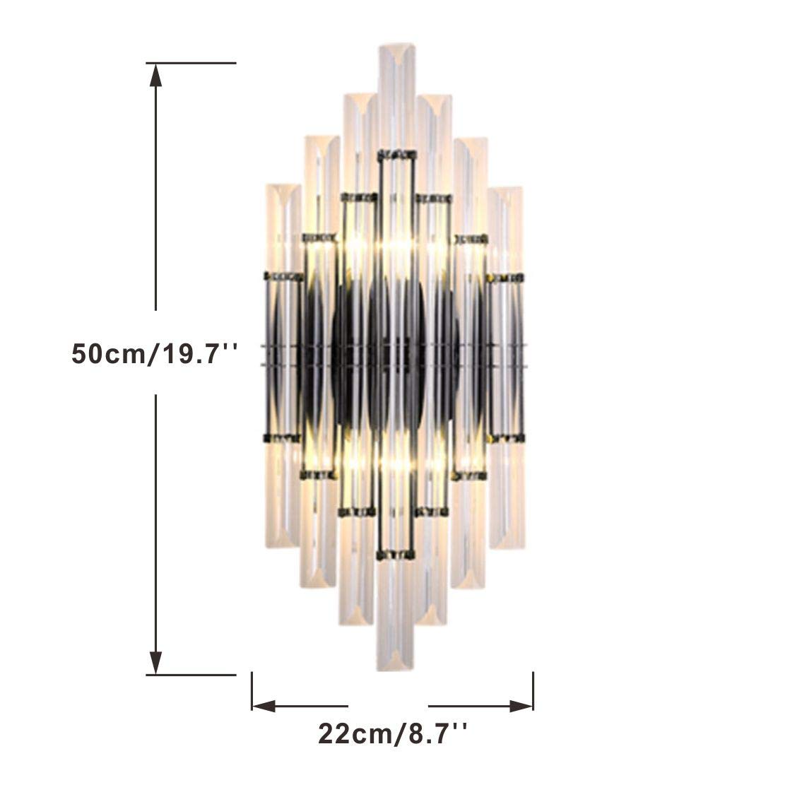 Modern Crystal Wall Sconce Lighting - Mid-Century Elegant Metal Wall Mount Light Fixture with Clear Crystal Mirror - Perfect for Bedroom, Living Room & Dining Room Décor (Black) | Energy Efficient LED Wall Light for Home & Office Interior Design
