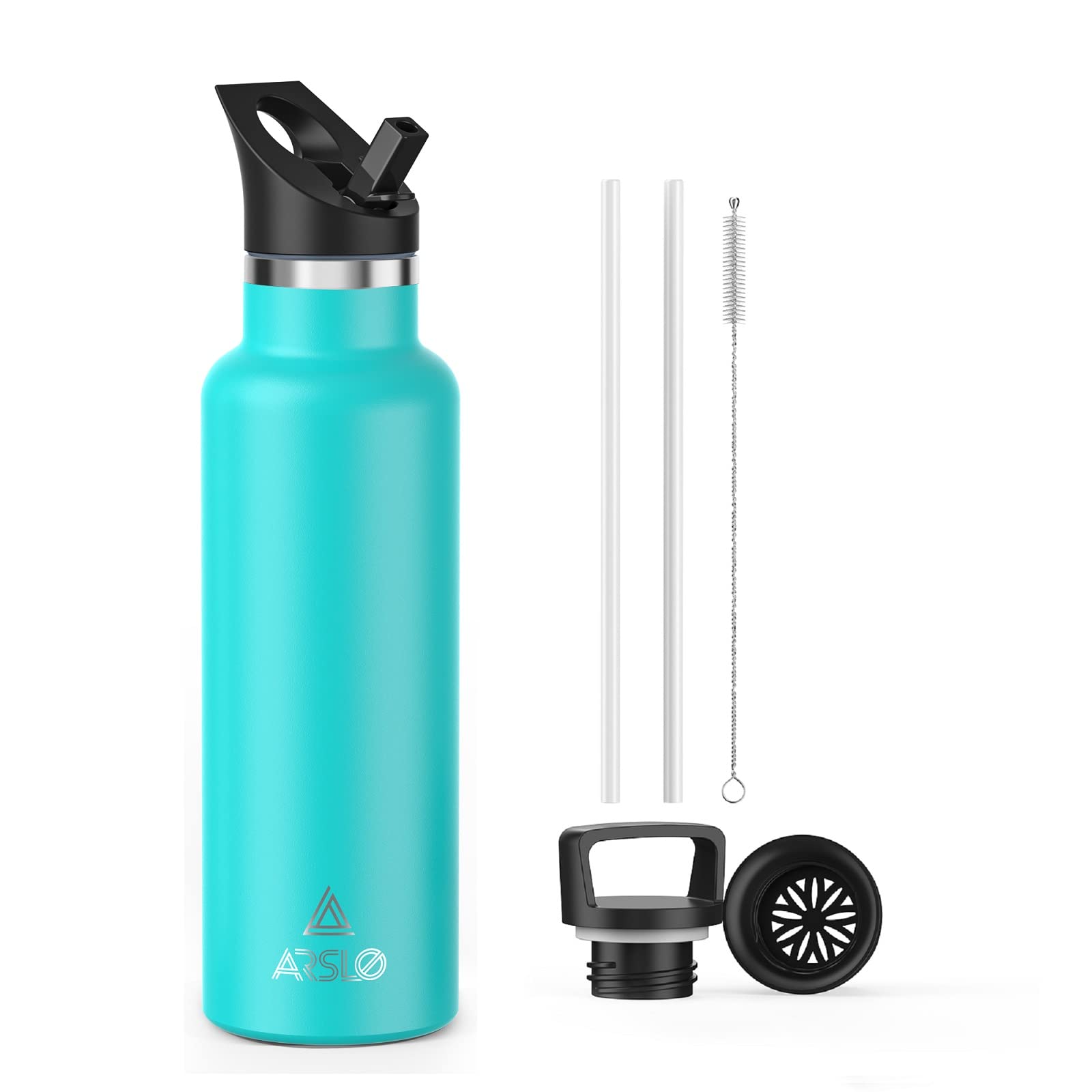 Arslo Stainless Steel Insulated Water Bottle with Straw Lid - Keeps Cold 24H & Hot 12H for Hiking & Sports
