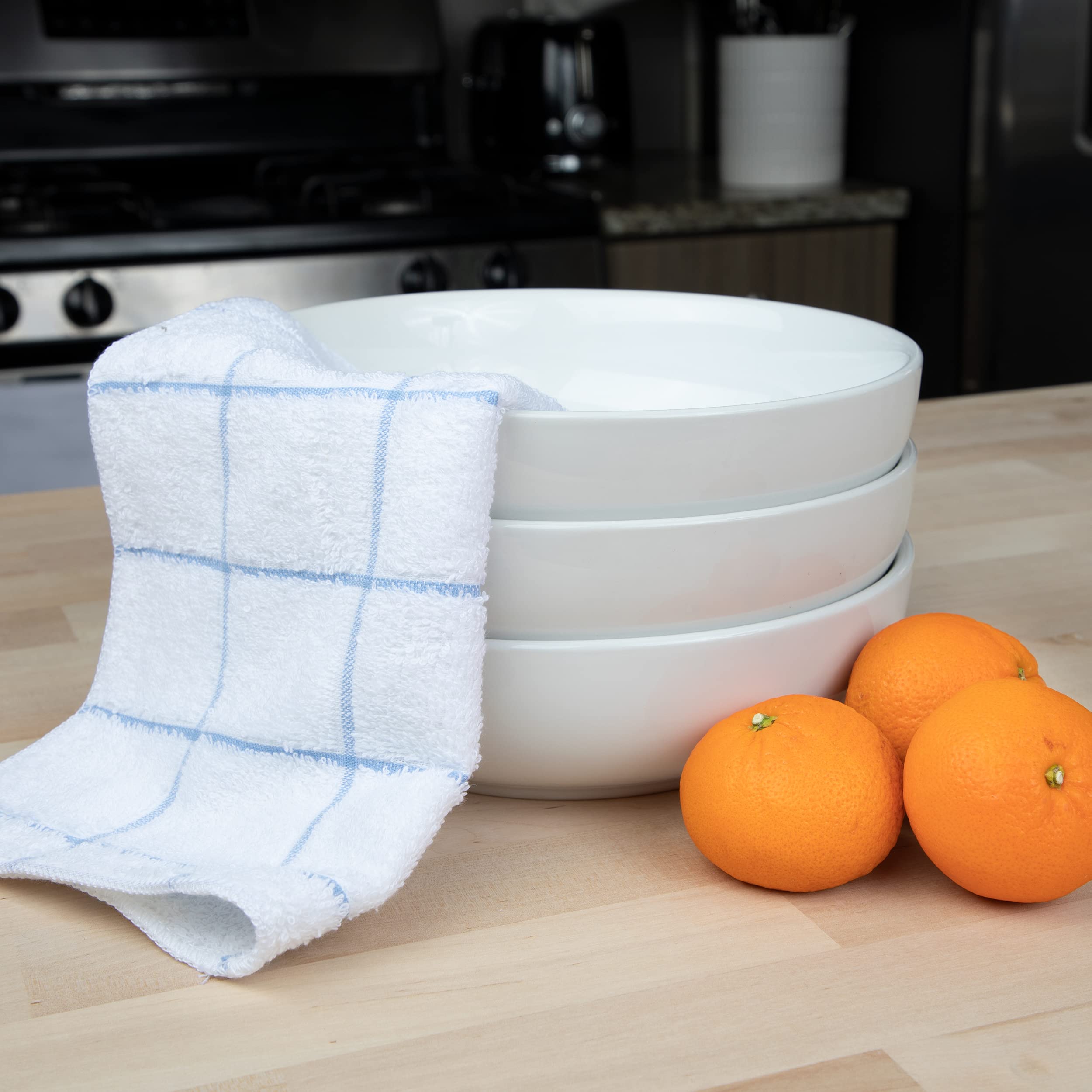 Premium 12-Pack Arkwright Cotton Terry Dish Towels - Ultra Soft, Highly Absorbent & Quick Dry Kitchen Towels for Washing, Drying & Cleaning Dishes (12x12 Inches, Blue) - Perfect for Daily Kitchen Use, Dish Drying & Countertop Cleaning