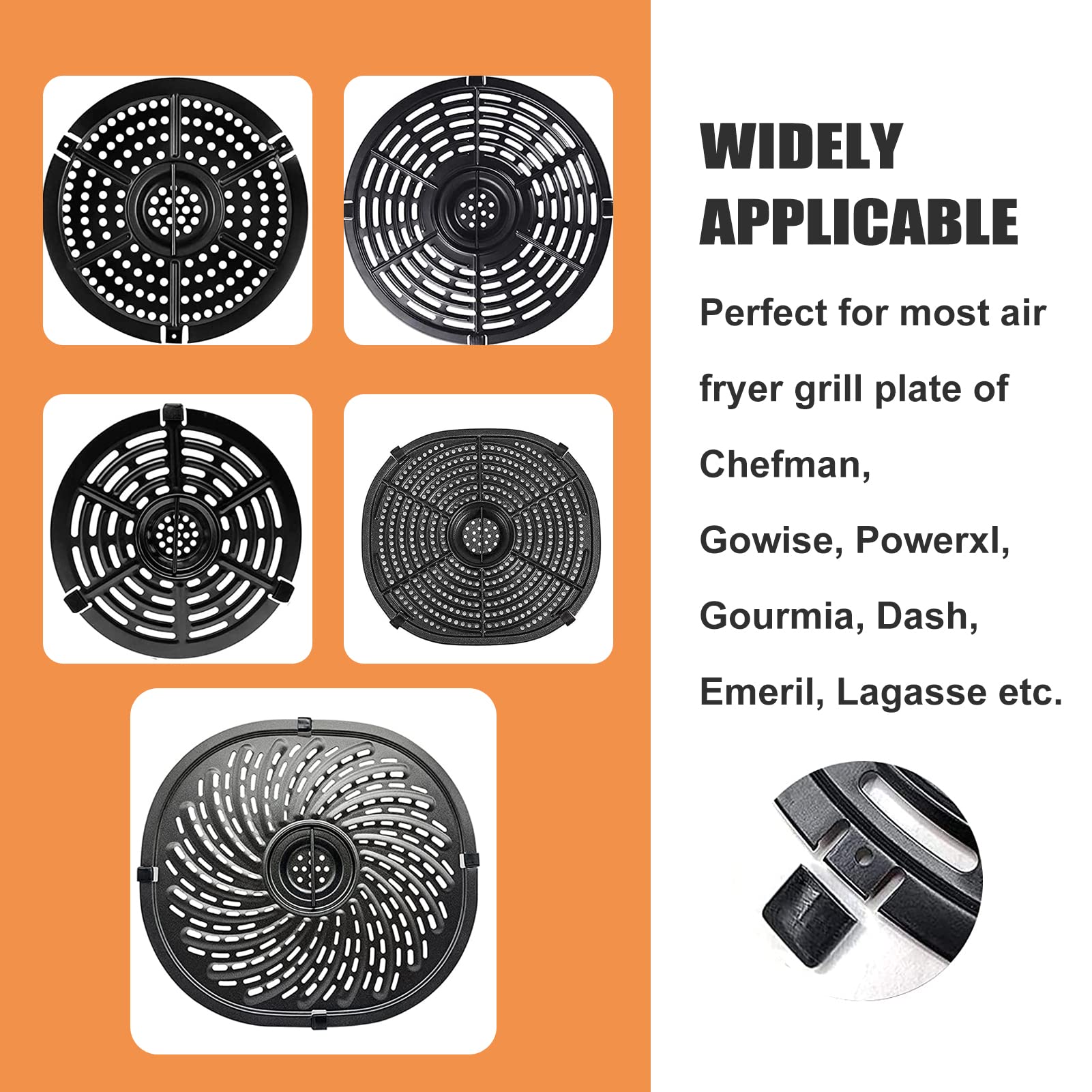 4-Pack Air Fryer Rubber Bumpers Feet Replacement Parts - Non-Slip Silicone Tips & Tabs for Chefman, GoWISE, Power XL & More - Scratch-Resistant Accessories for Air Fryer Trays - Perfect for Kitchen Safety & Stability