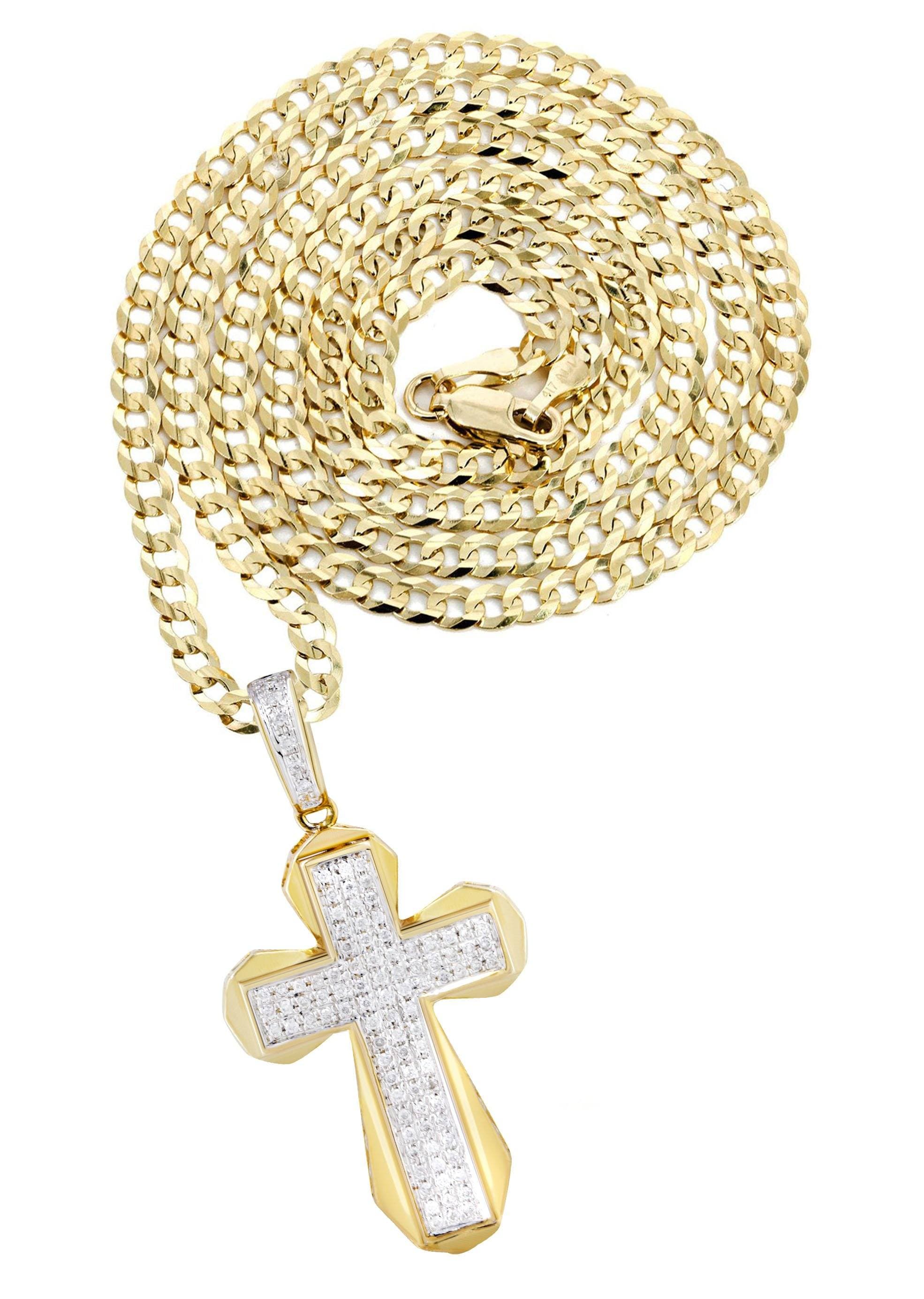 10K Yellow Gold Diamond Cross Necklace for Women | 0.39 Carat Genuine Diamond Pendant | Elegant Gift for Birthday, Anniversary & Religious Occasions