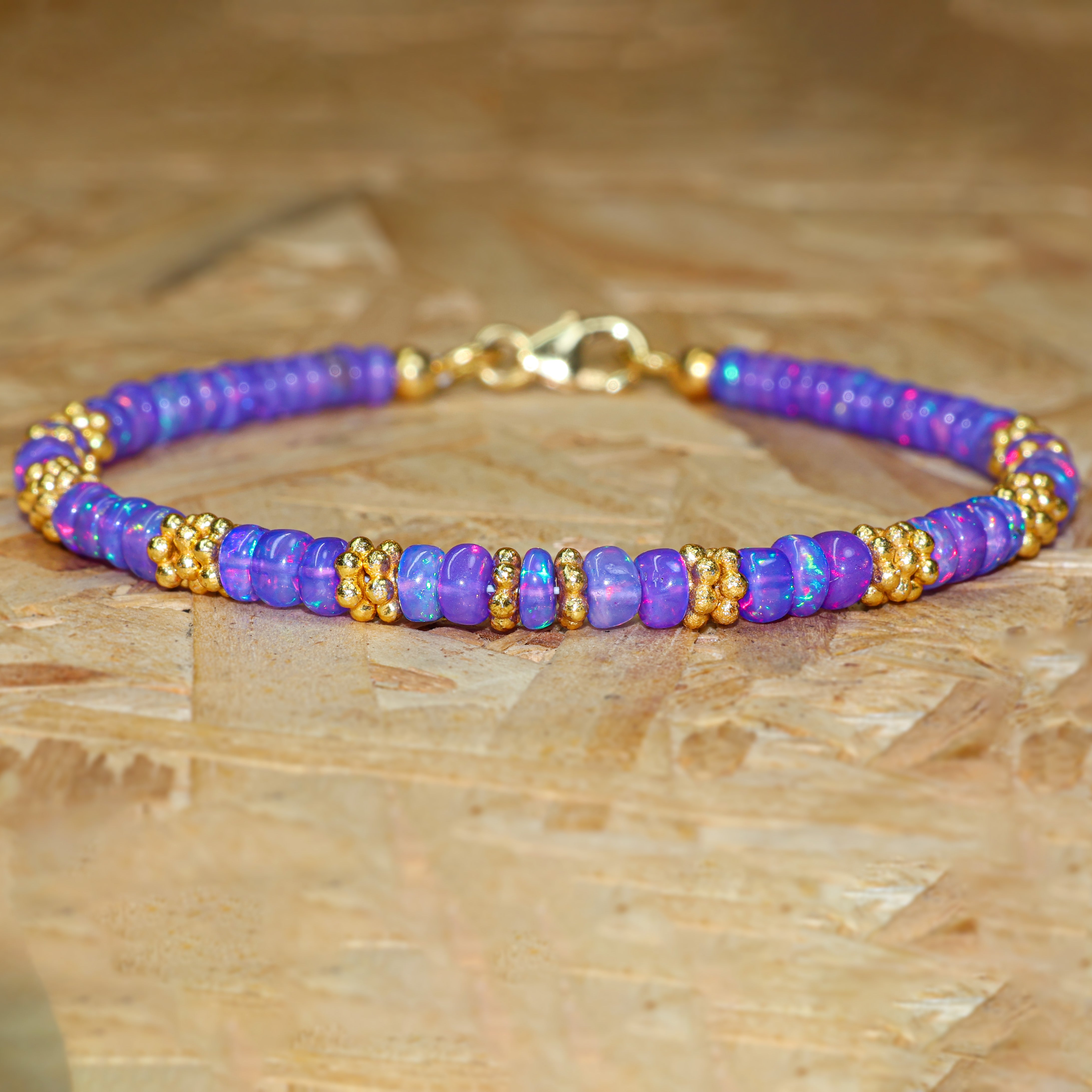 Natural Lavender Opal Beaded Bracelet for Women - Handmade Adjustable Crystal Healing Jewelry - Perfect for Meditation, Yoga & Boho Fashion