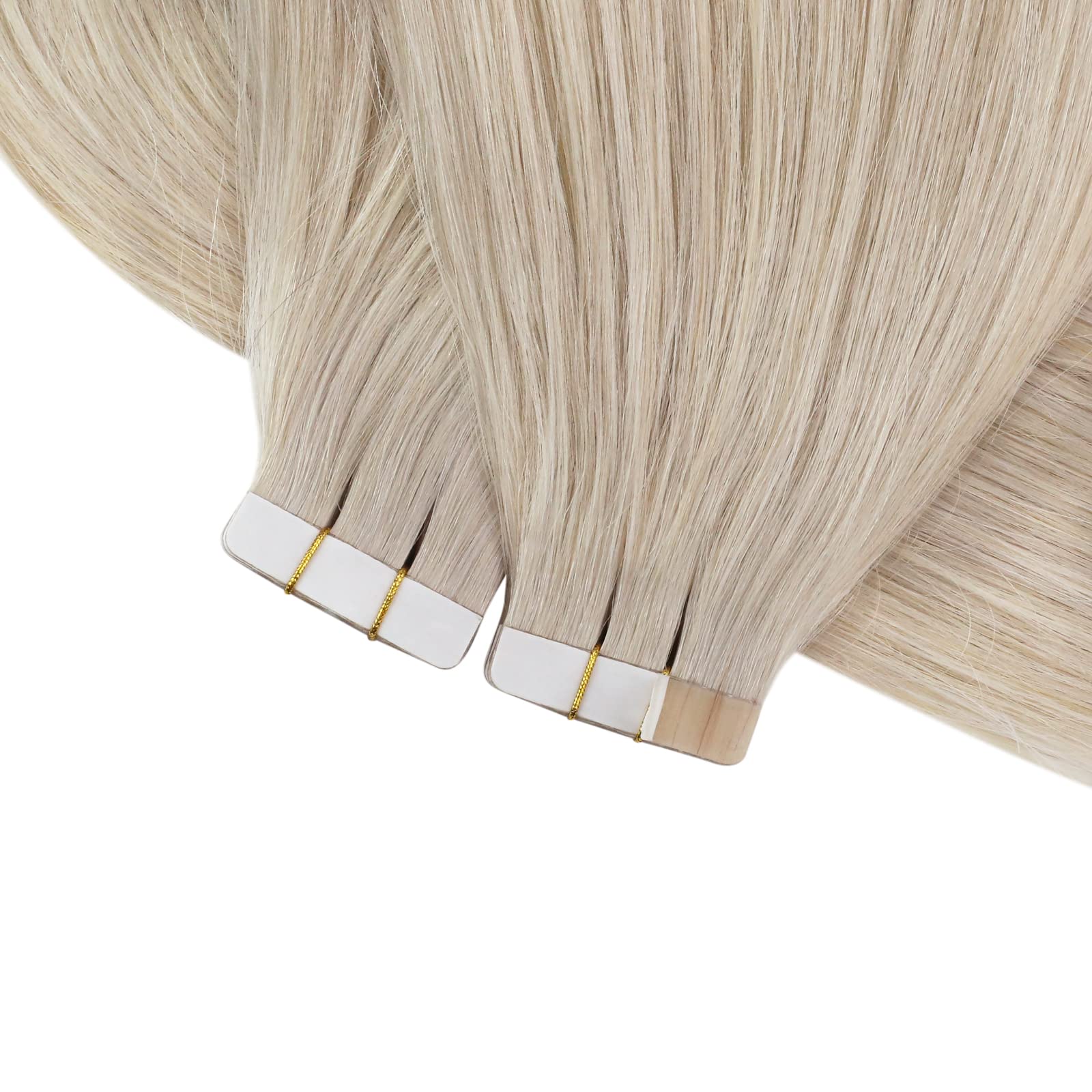 Ve Sunny 24 Inch Platinum Blonde Tape-in Hair Extensions - 20pcs 50g Real Human Hair, Invisible & Long Straight Extensions for Volume & Length - Perfect for Parties, Weddings & Daily Styling