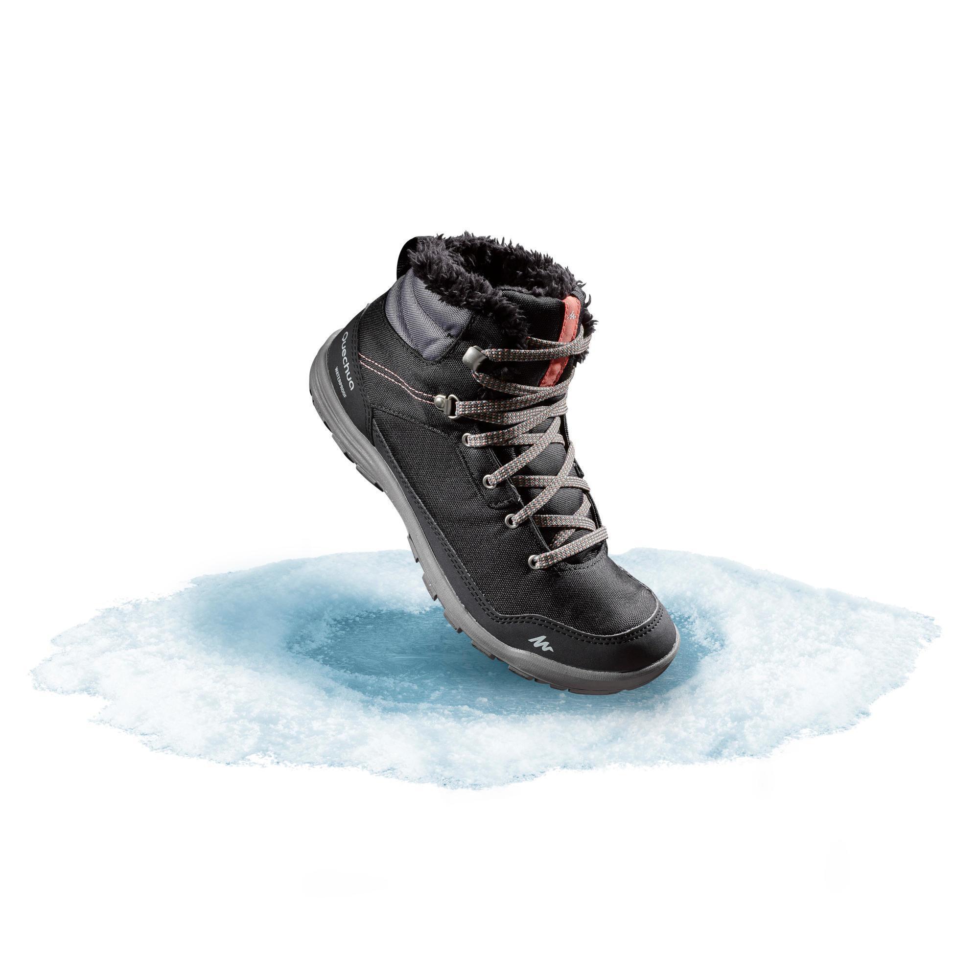 Quechua Women's SH100 MID Waterproof Hiking Boots - Warm Winter Snow Boots for Outdoor Trekking & Mountain Climbing