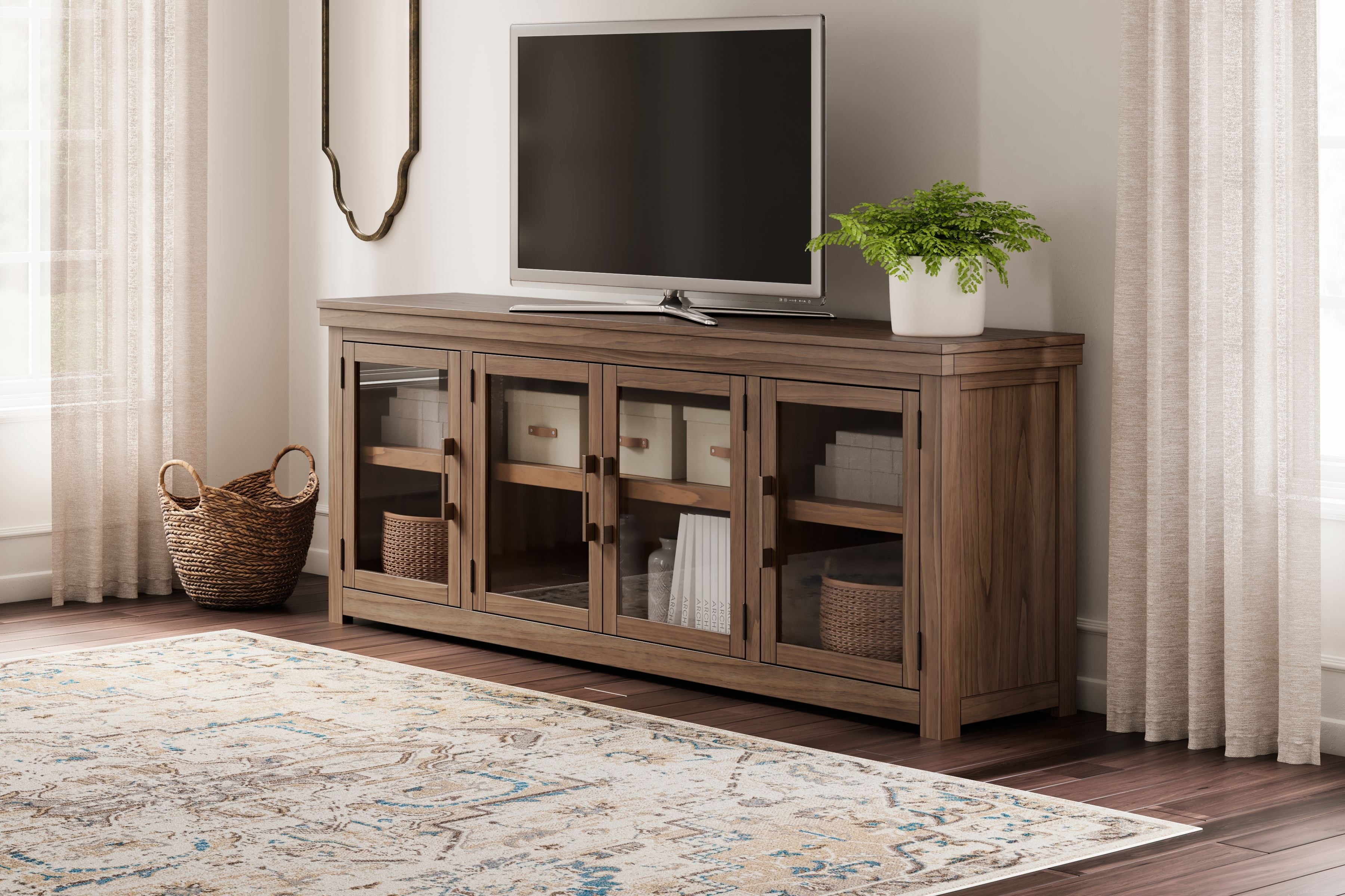 Boardernest Extra Large Brown TV Stand for 65-85 Inch Flat Screen - Perfect for Living Room, Bedroom & Home Theater Setup