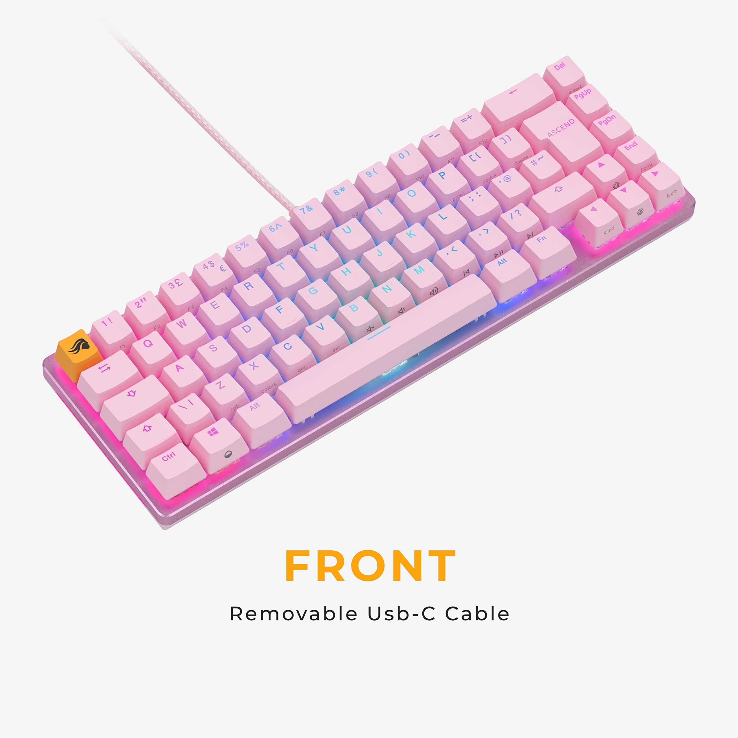 Glorious GMMK 2 65% Compact TKL Mechanical Gaming Keyboard - Pink Low-Profile Design with Hot-Swappable Cherry MX Style Switches & Double Shot PBT Keycaps - Perfect for PC Gaming, Esports & Streamer Setups