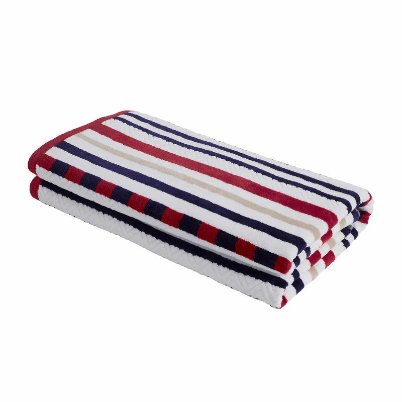Breathable Striped Cotton Oversized 2-Piece Beach Towel Set - Soft & Absorbent for Pool, Beach, Yoga & Gym