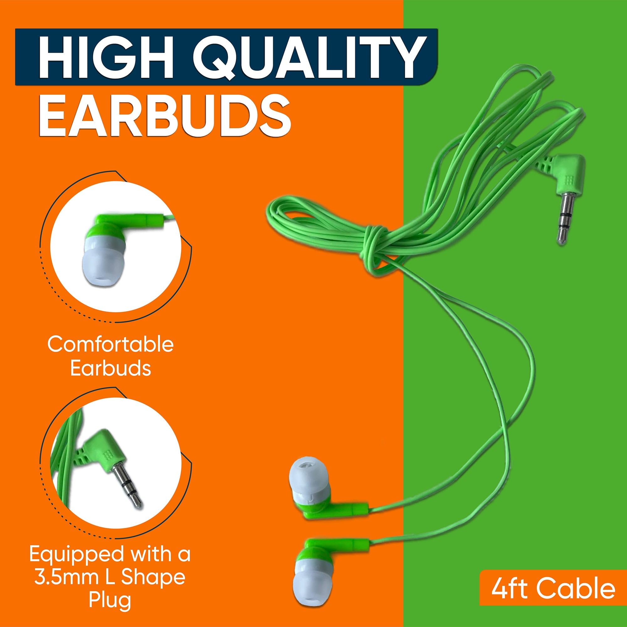 500 Pack Bulk Wired Earbuds with 3.5mm Plug - Affordable In-Ear Headphones for Kids, Teens & Adults - Perfect for School, Classroom, Library, Museum Use - Multipack Wholesale Black Headphones for Students, Teachers & Office Workers