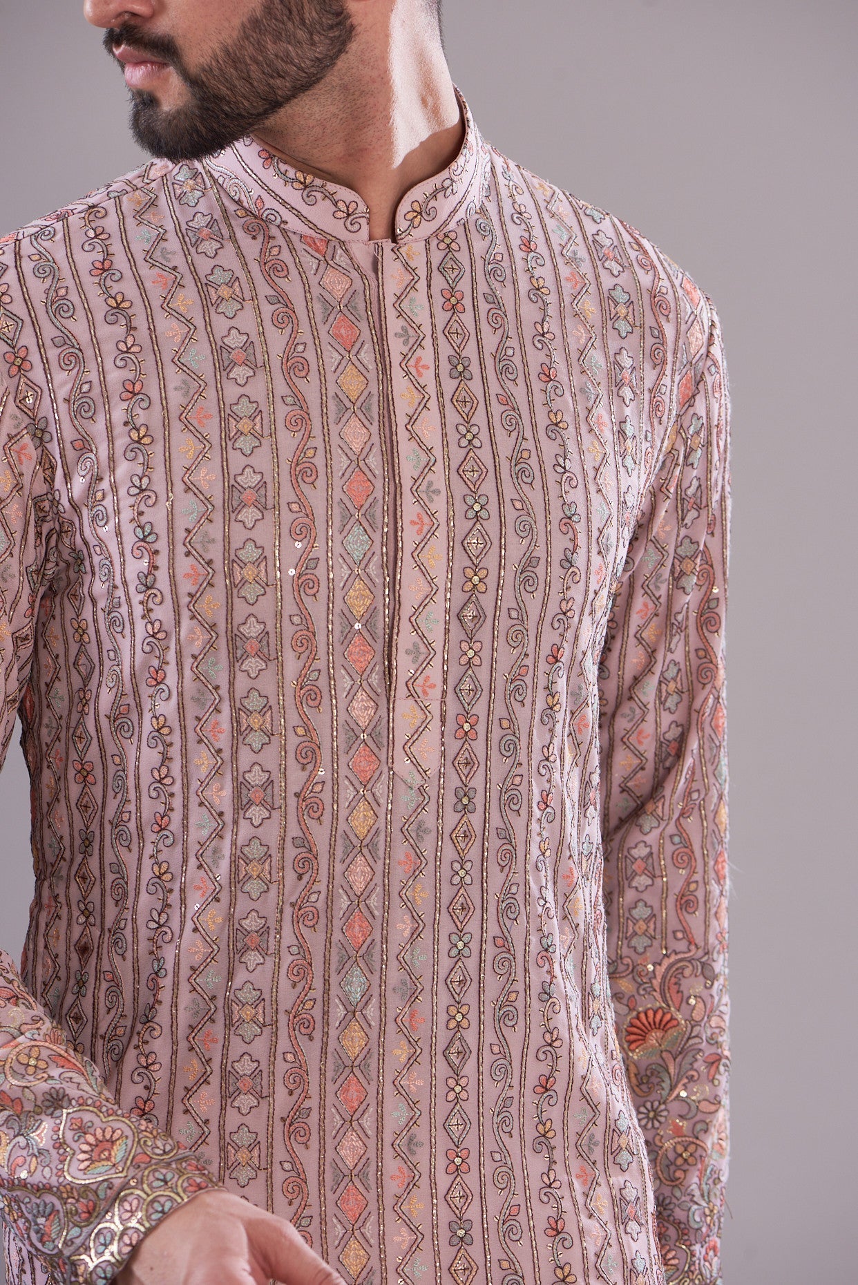 Stylish Pink Mud Multi-Thread Embroidered Kurta for Women | Traditional Indian Ethnic Wear | Perfect for Festivals, Weddings & Casual Outings