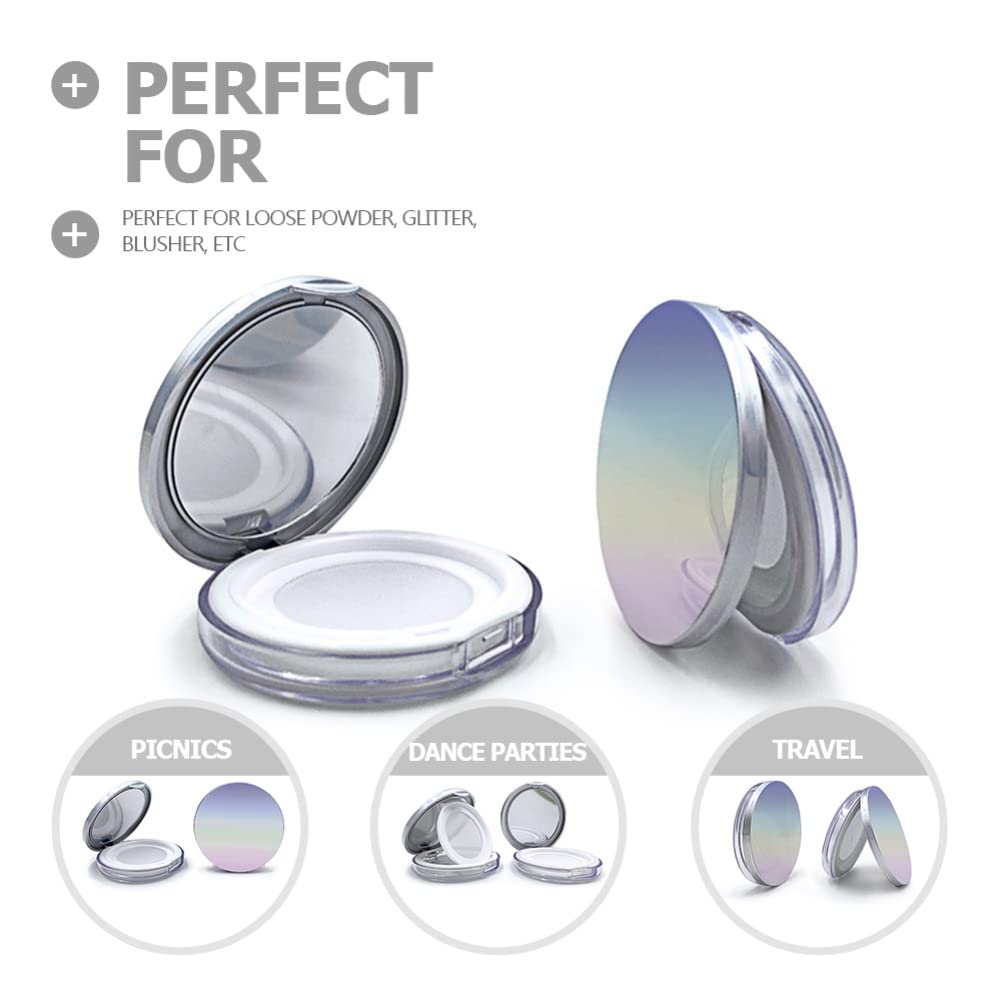 Minkissy 2-Piece Empty Powder Compact Case with Mirror & Velvet Puff - Portable Loose Powder Container for Makeup, Travel & Touch-Ups | Coffee Stir Sticks Included