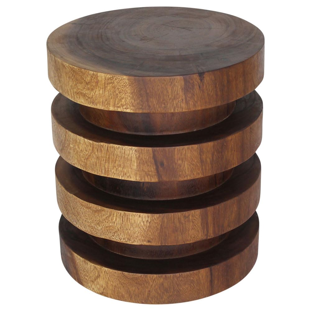 Haussmann® 18 Inch Walnut Wood Towering Rings Table - 20 Inch Height - Oil Finish - Perfect for Living Room, Dining Room, or Office Decor
