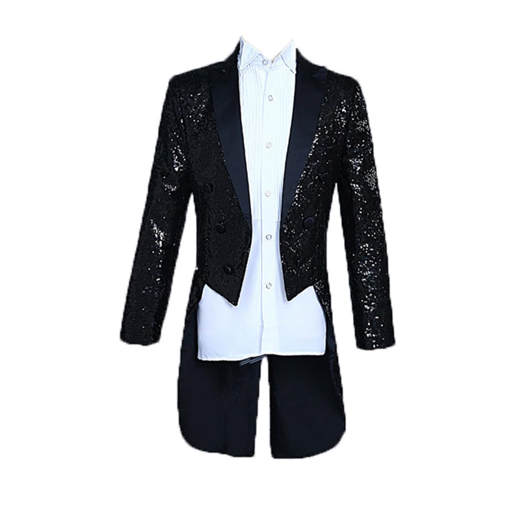 Youllyuu Men's Embroidered Tuxedo Jacket - Black Club Night DJ Stage Performance Costume for Singers & Dancers | Perfect for Nightclubs, Weddings & Stage Shows