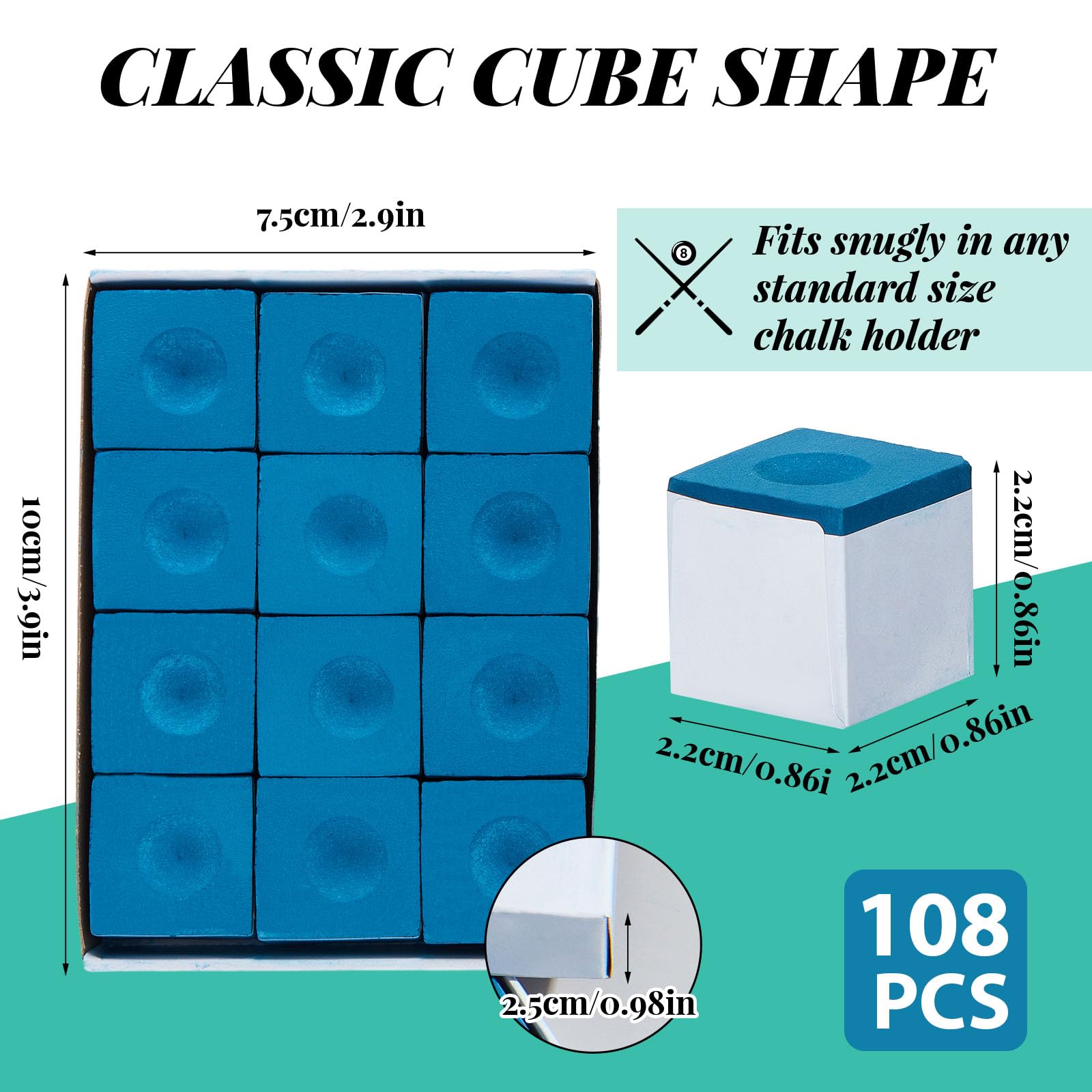 Premium Junkin Pool Chalk Cubes - High-Quality Billiard Cue Chalk for Pool Sticks - Essential Table Accessories for Clubs, Bars & Home Use - Perfect for Professional Play and Casual Games