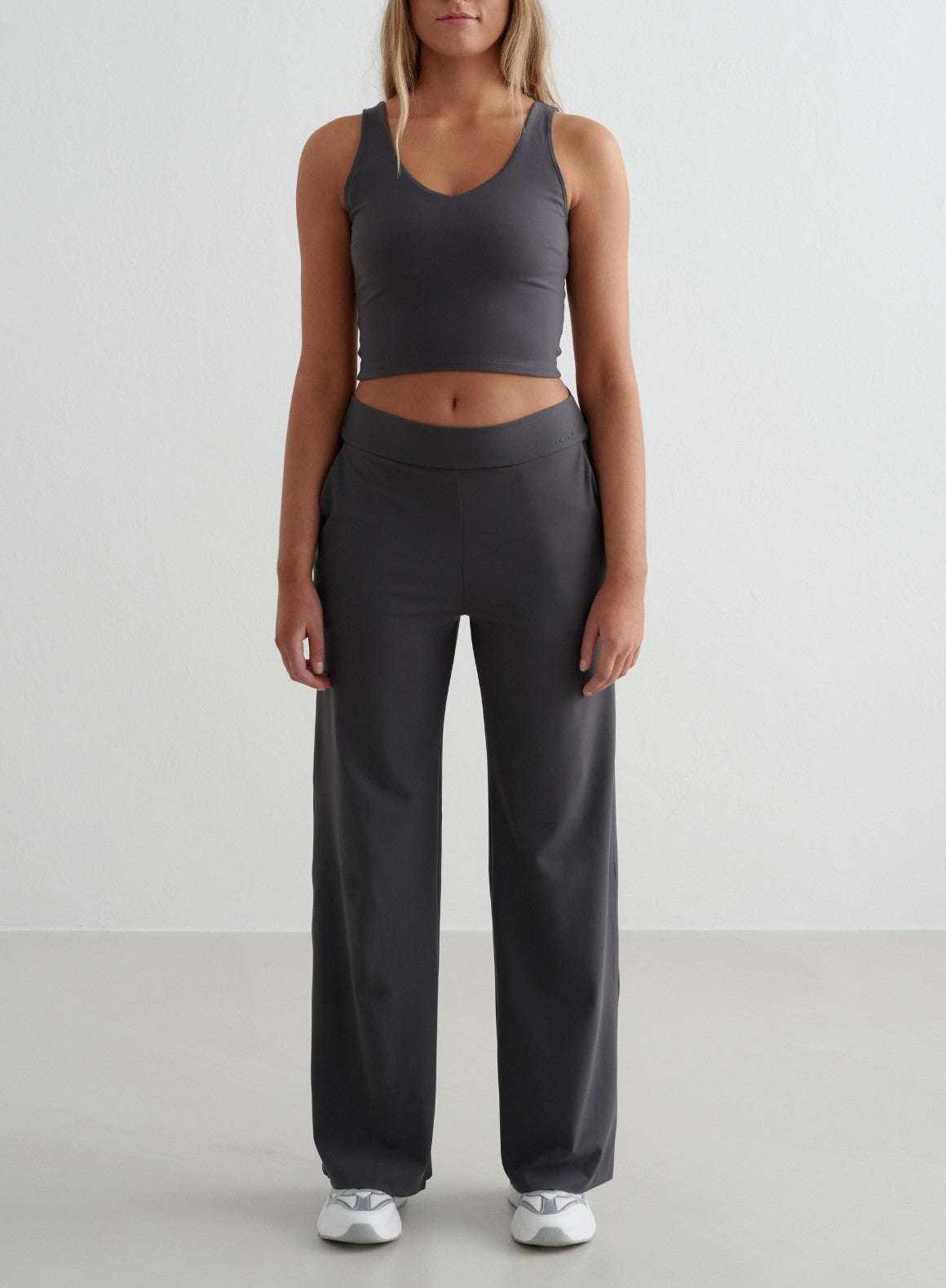 Shadow Grey Sense Wide Pants for Women - Comfortable High Waisted Loose Fit Trousers | Perfect for Yoga, Lounge & Casual Wear