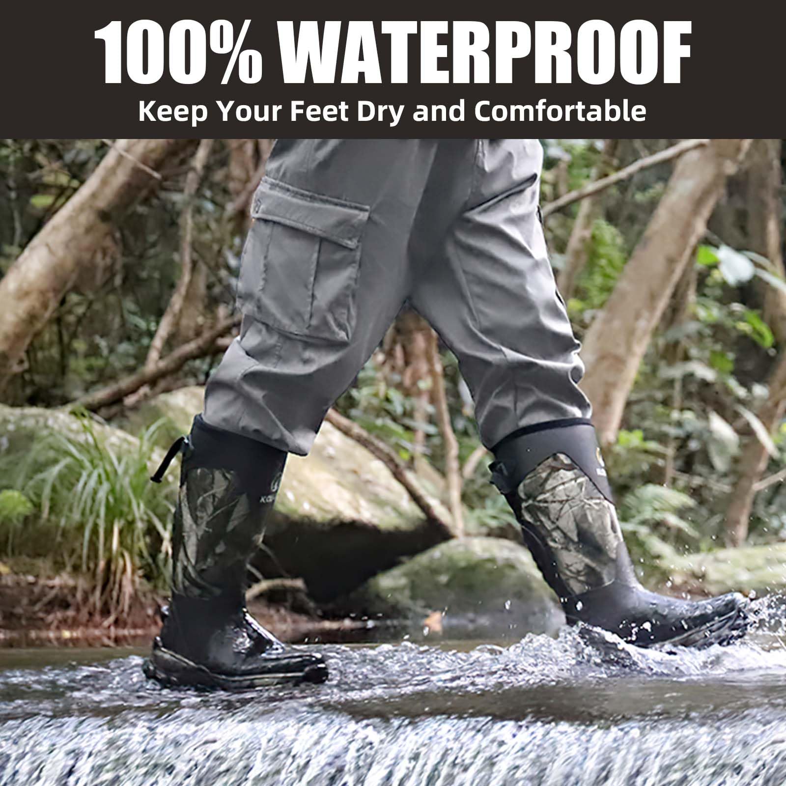 Men's Kalkal Snake Boots - Waterproof Insulated Hunting Boots with 5mm Neoprene & Anti-Slip Sole | Perfect for Hunting, Farming, Gardening, Fishing & Outdoor Work in Wet Conditions