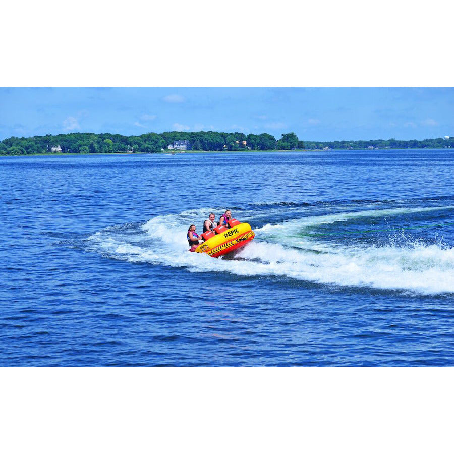 RAVE Epic 3 Person Towable Boat Tube - Heavy Duty Inflatable Water Tube for Lakes & Rivers - Perfect for Family Fun, Beach Parties & Summer Water Sports