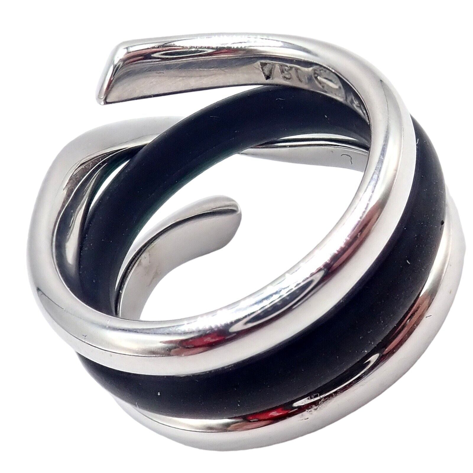 Authentic Georg Jensen 18K White Gold Magic Rubber Ring Size 5.5 - Elegant Wedding Band & Everyday Jewelry for Women